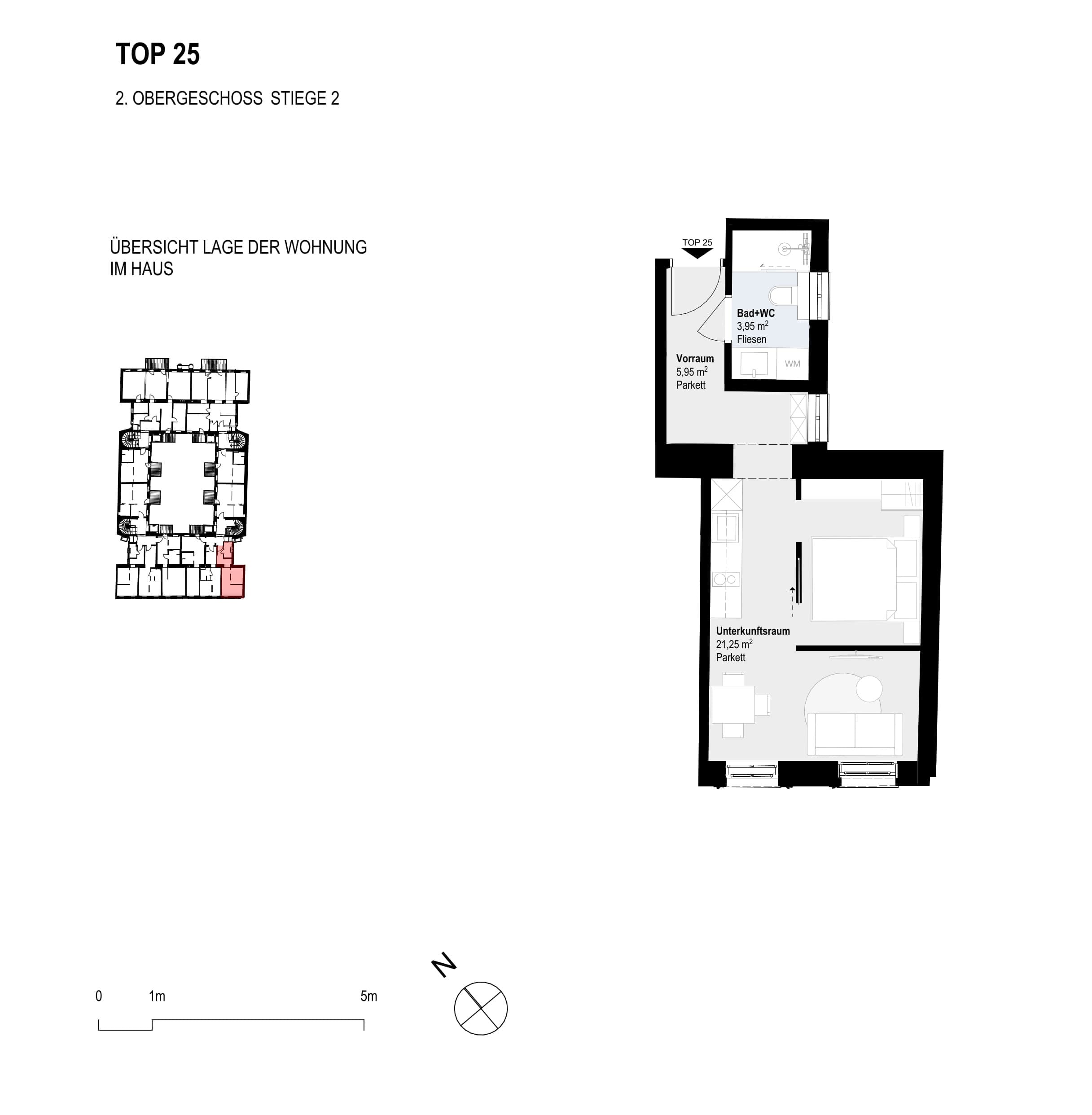Grundriss Top 25 — Paulus 5 — 1 Zimmer — 31,2 m² — 2nd floor