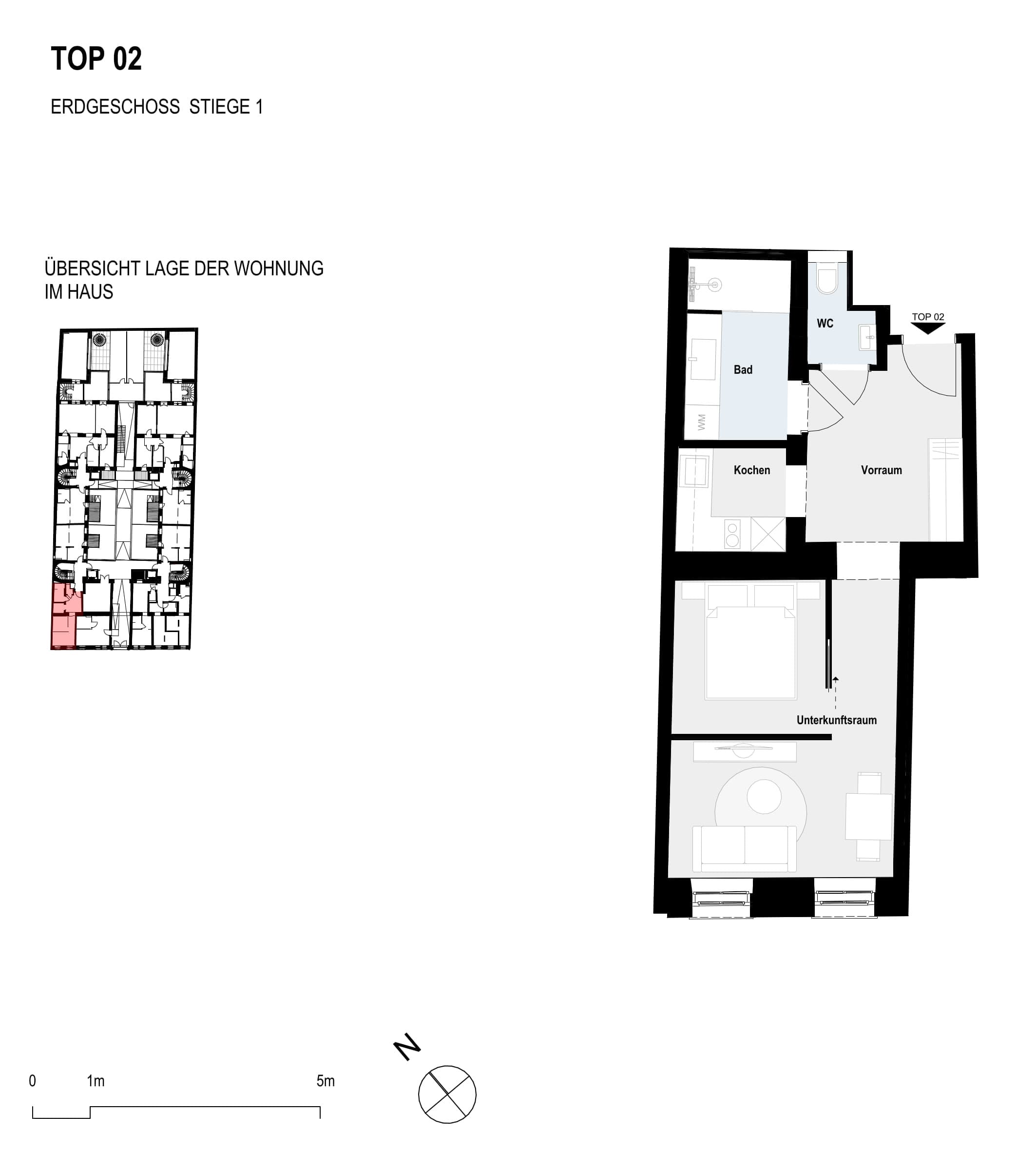 Grundriss Top 2 — Paulus 5 — 2 Zimmer — 39,6 m² — Ground floor