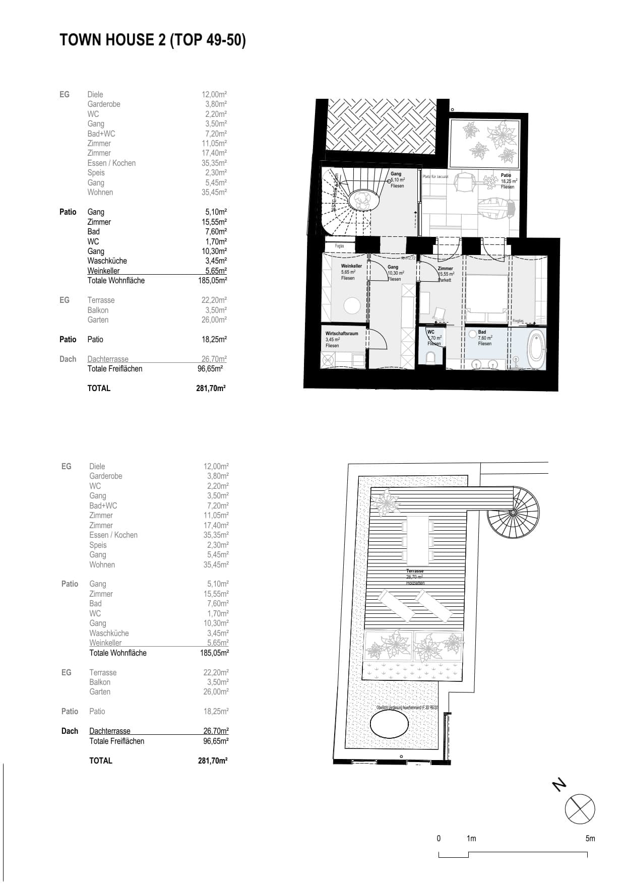 Grundriss Top 49-50 — Paulus 5 — 5 Zimmer — 185,1 m² — Ground floor / Attic floor