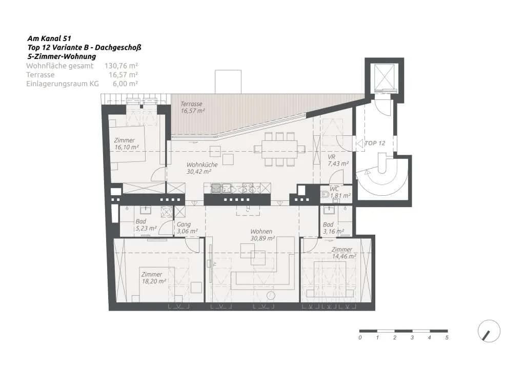 Grundriss Top 3 — LORYHAUS – Kleinod mit Garten — 5 Zimmer — 130,8 m² — 1. DG