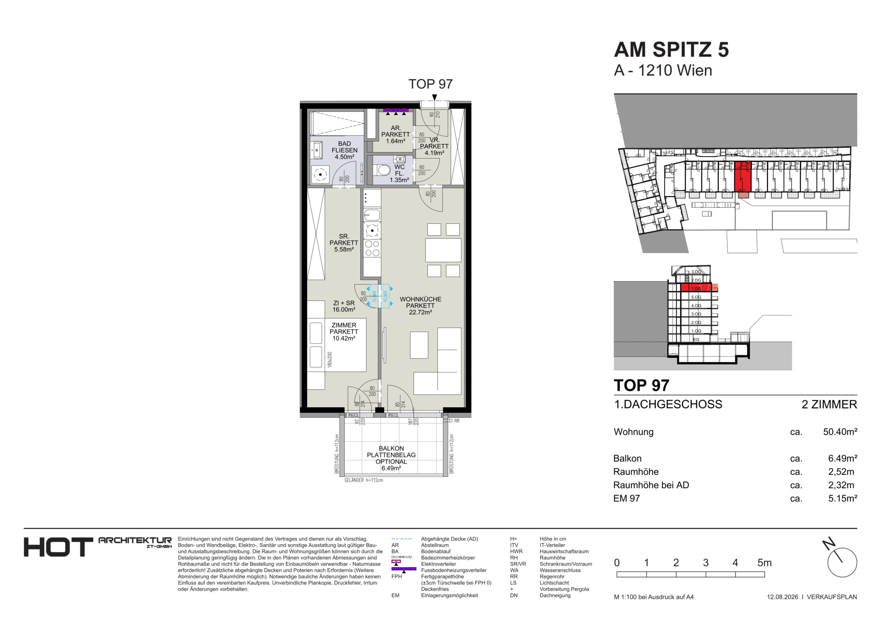 Floorplan Top 97 — Am Spitz 5 — 2 Rooms — 50.4 m² — 1. DG