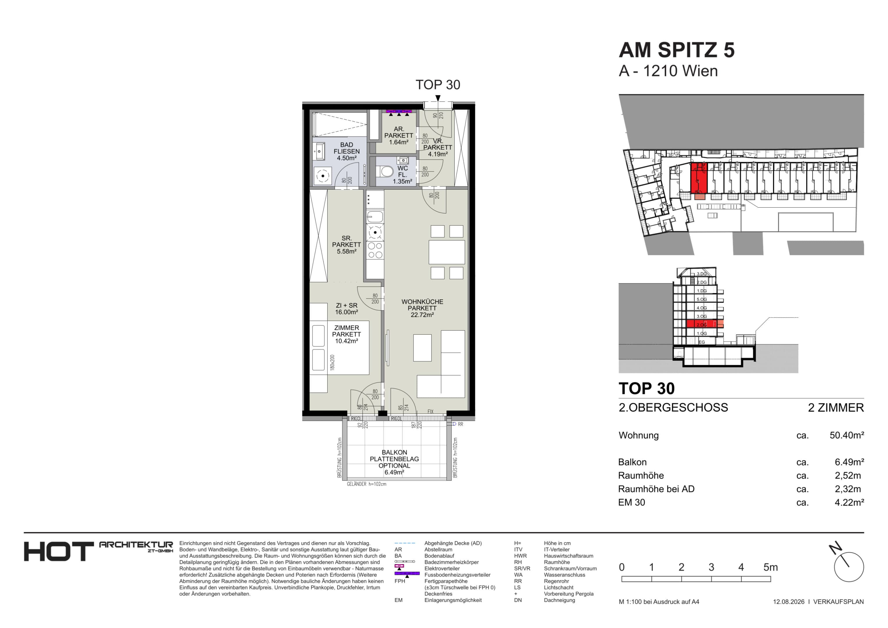 Grundriss Top 30 — Am Spitz 5 — 2 Zimmer — 50,4 m² — 2. OG