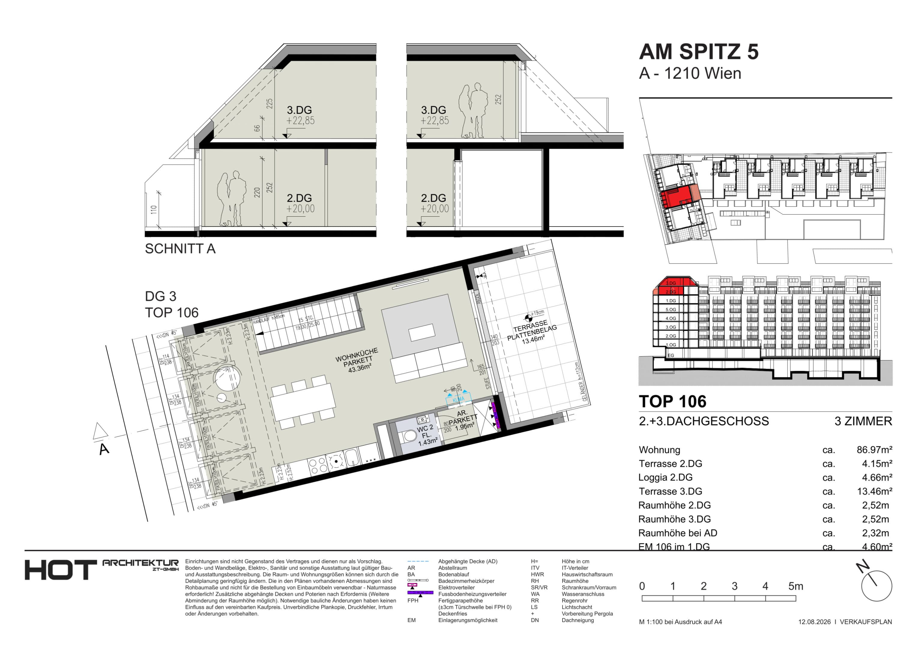 Grundriss Top 106 — Am Spitz 5 — 3 Zimmer — 87 m² — 2. DG — Grundriss 1/2