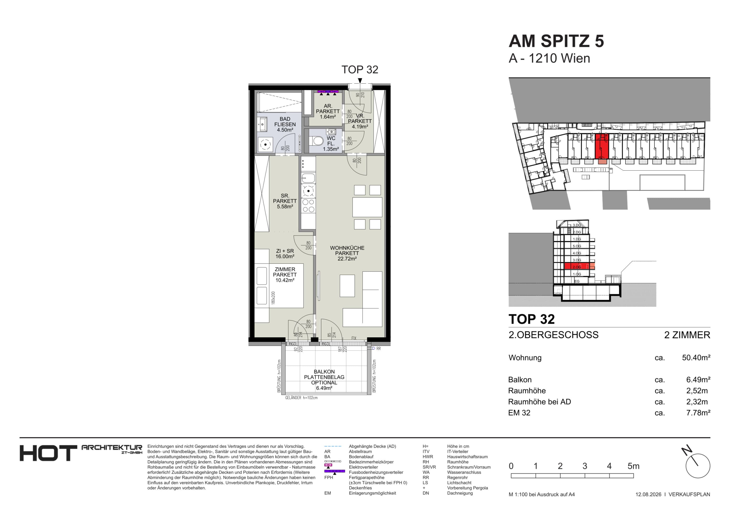 Floorplan Top 32 — Am Spitz 5 — 2 Rooms — 50.4 m² — 2. OG