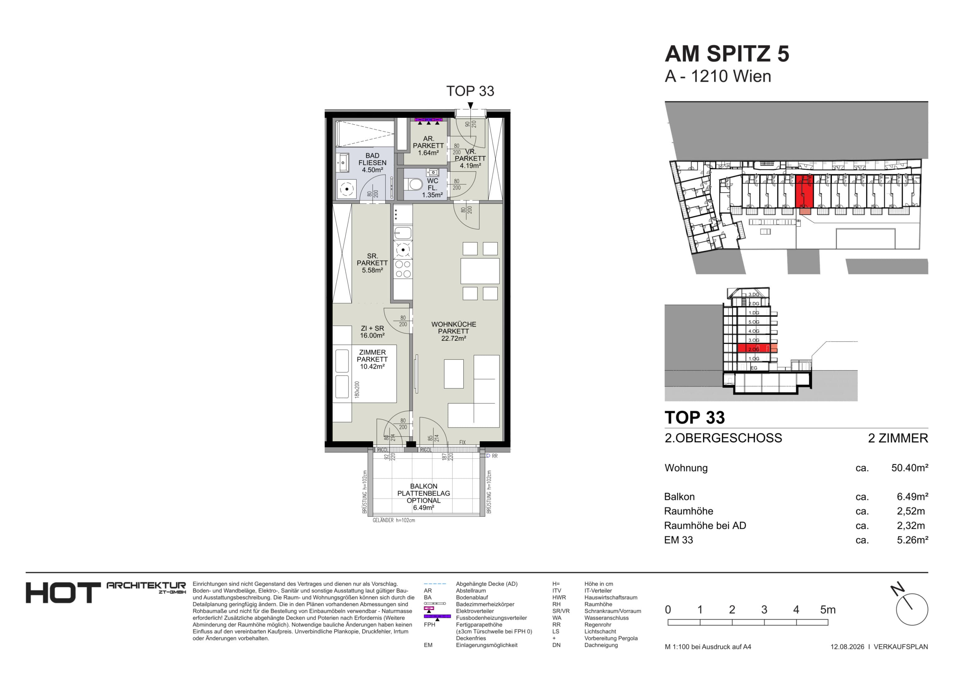 Floorplan Top 33 — Am Spitz 5 — 2 Rooms — 50.4 m² — 2. OG