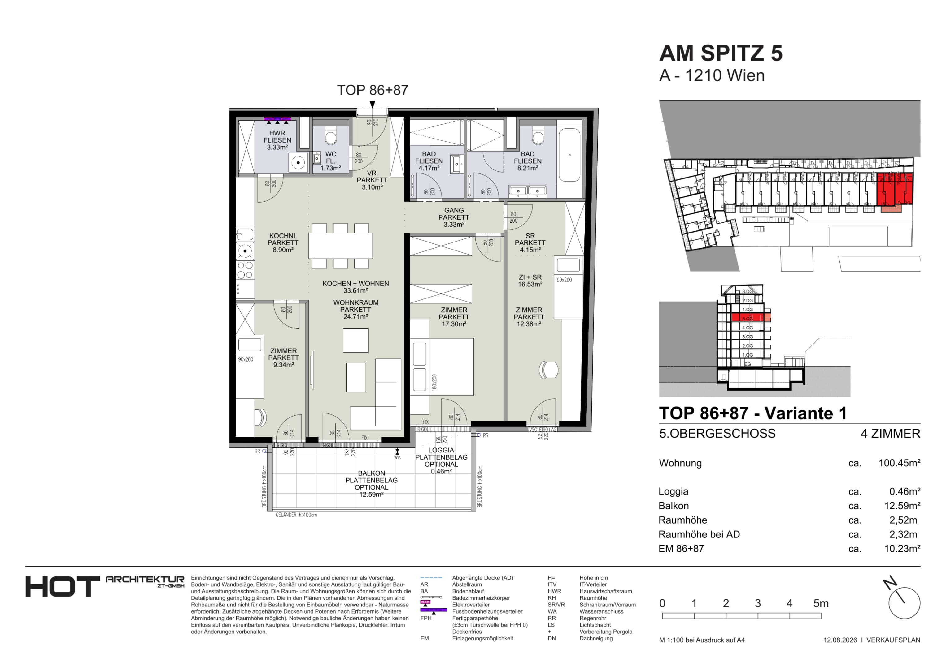 Grundriss Top 86+87 — Am Spitz 5 — 4 Zimmer — 100,5 m² — 5. OG