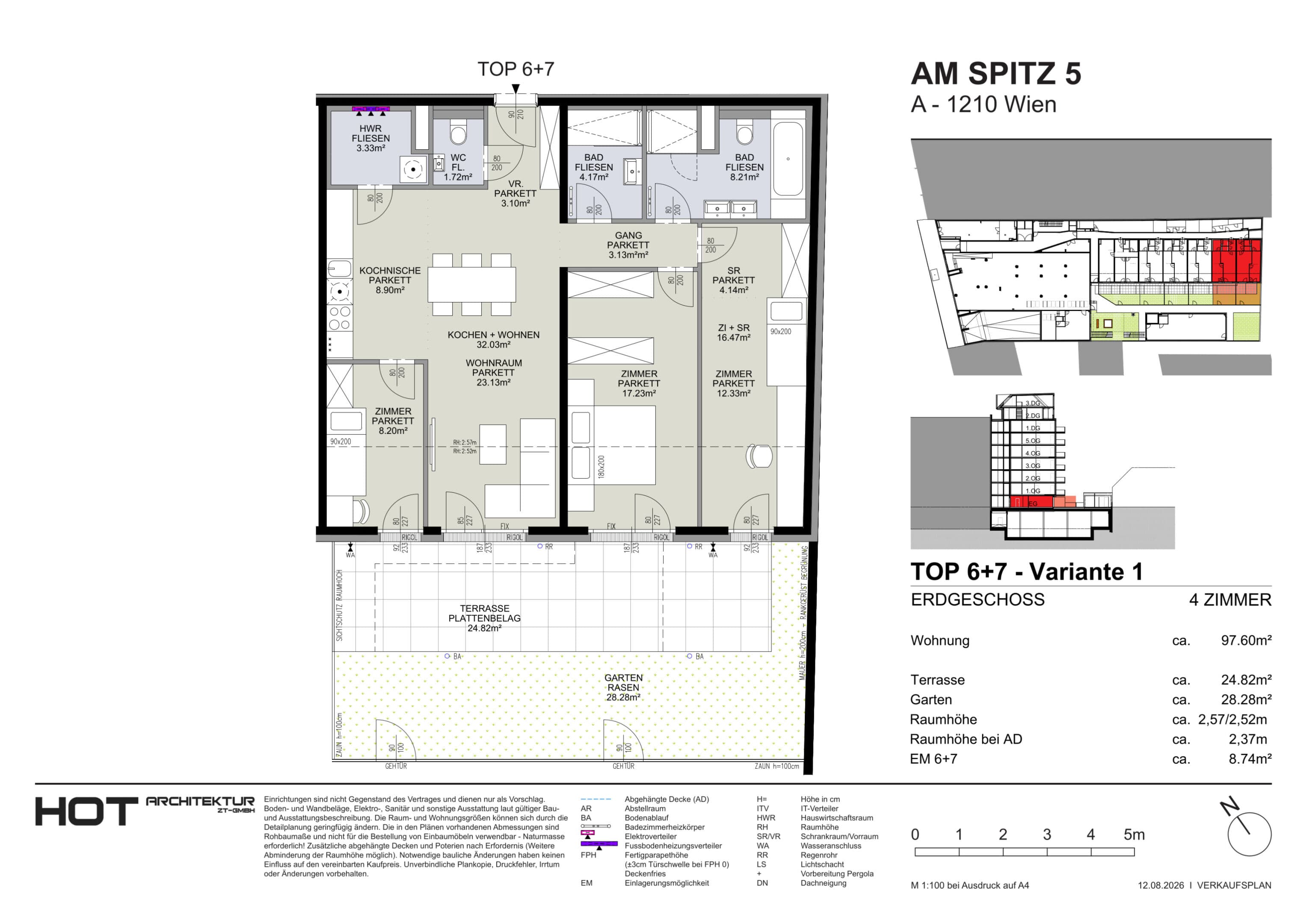 Grundriss Top 6+7 — Am Spitz 5 — 4 Zimmer — 97,6 m² — EG — Grundriss 2/2