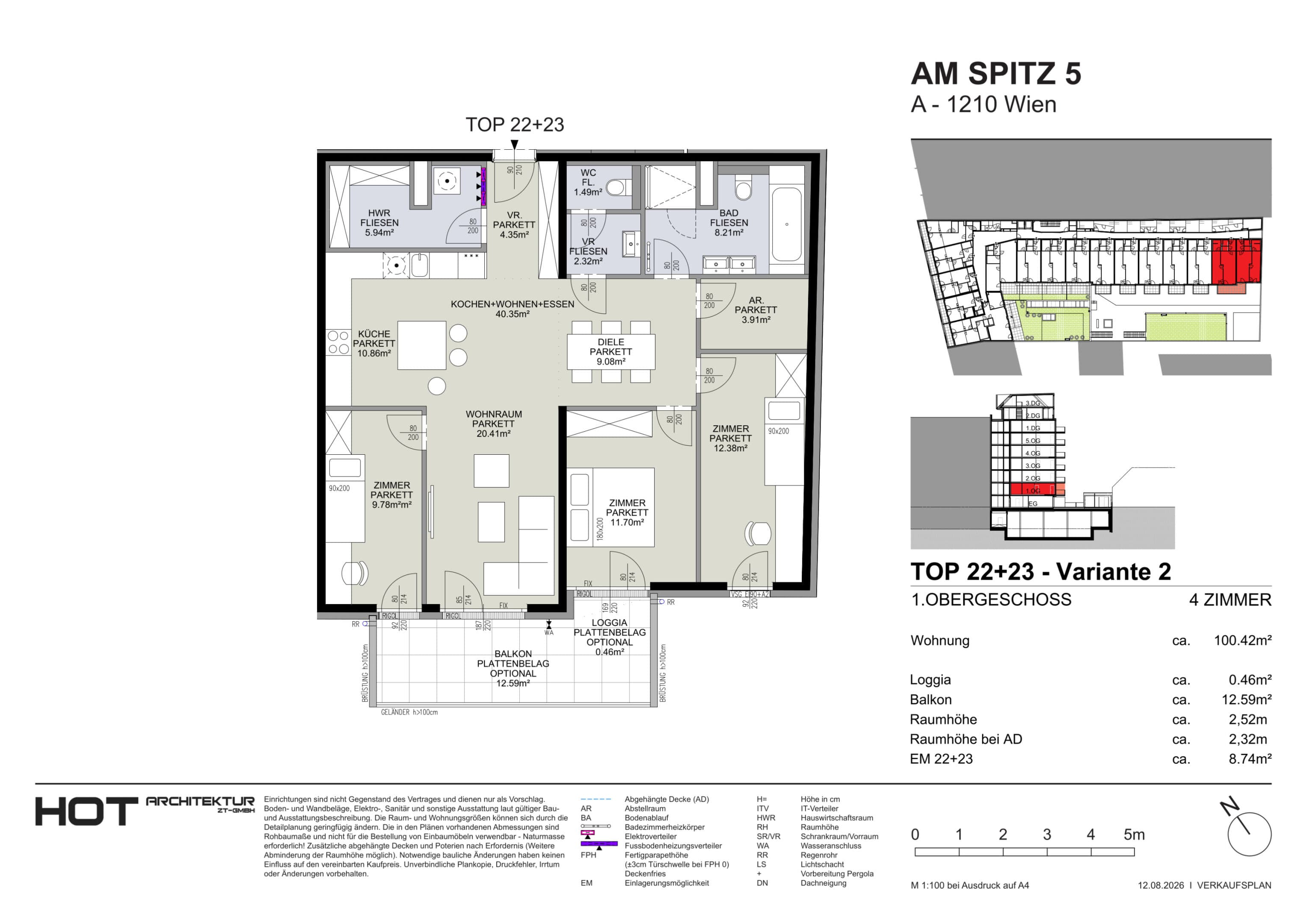 Grundriss Top 22+23 — Am Spitz 5 — 4 Zimmer — 100,4 m² — 1. OG — Grundriss 2/2