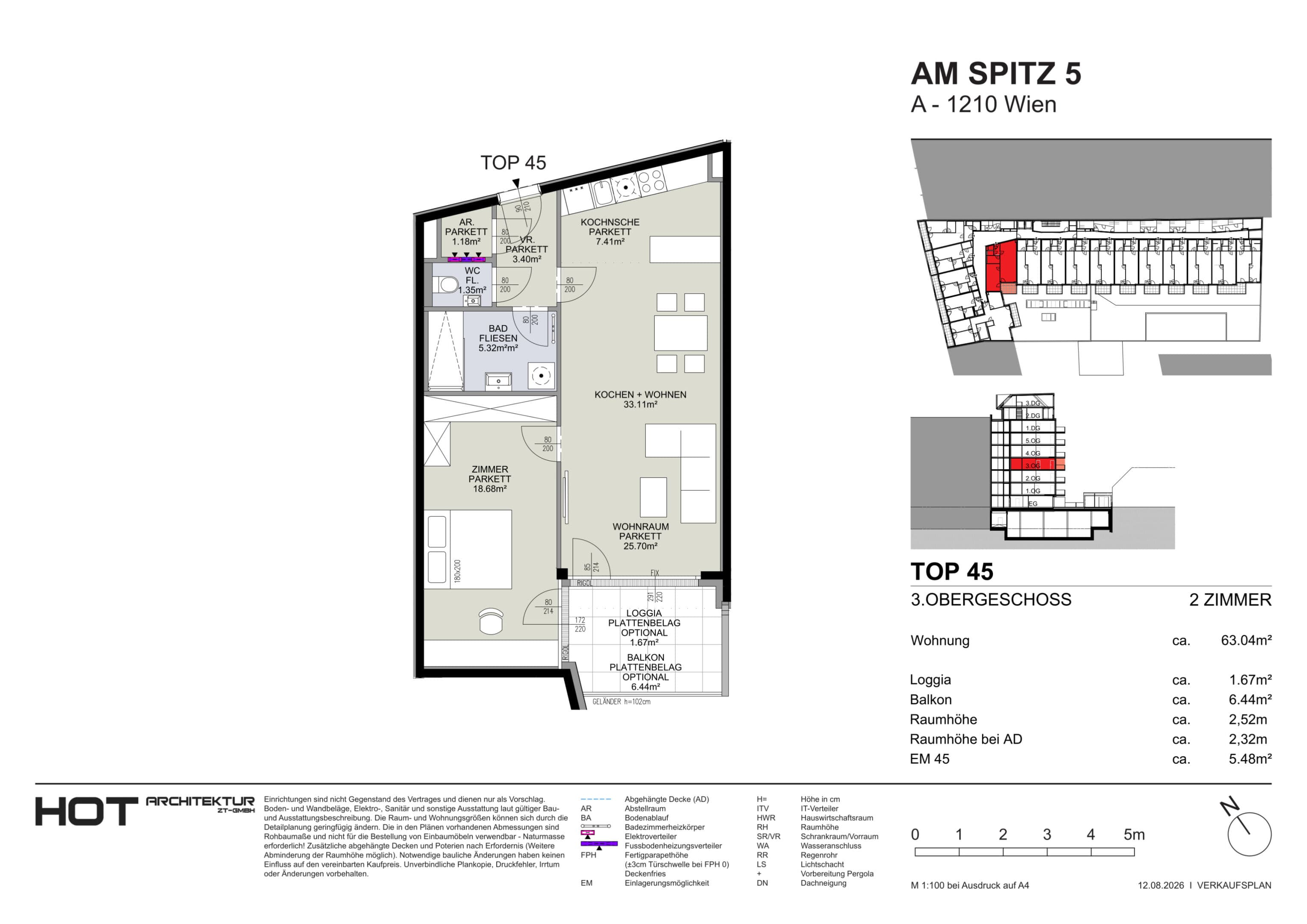 Floorplan Top 45 — Am Spitz 5 — 2 Rooms — 63 m² — 3. OG