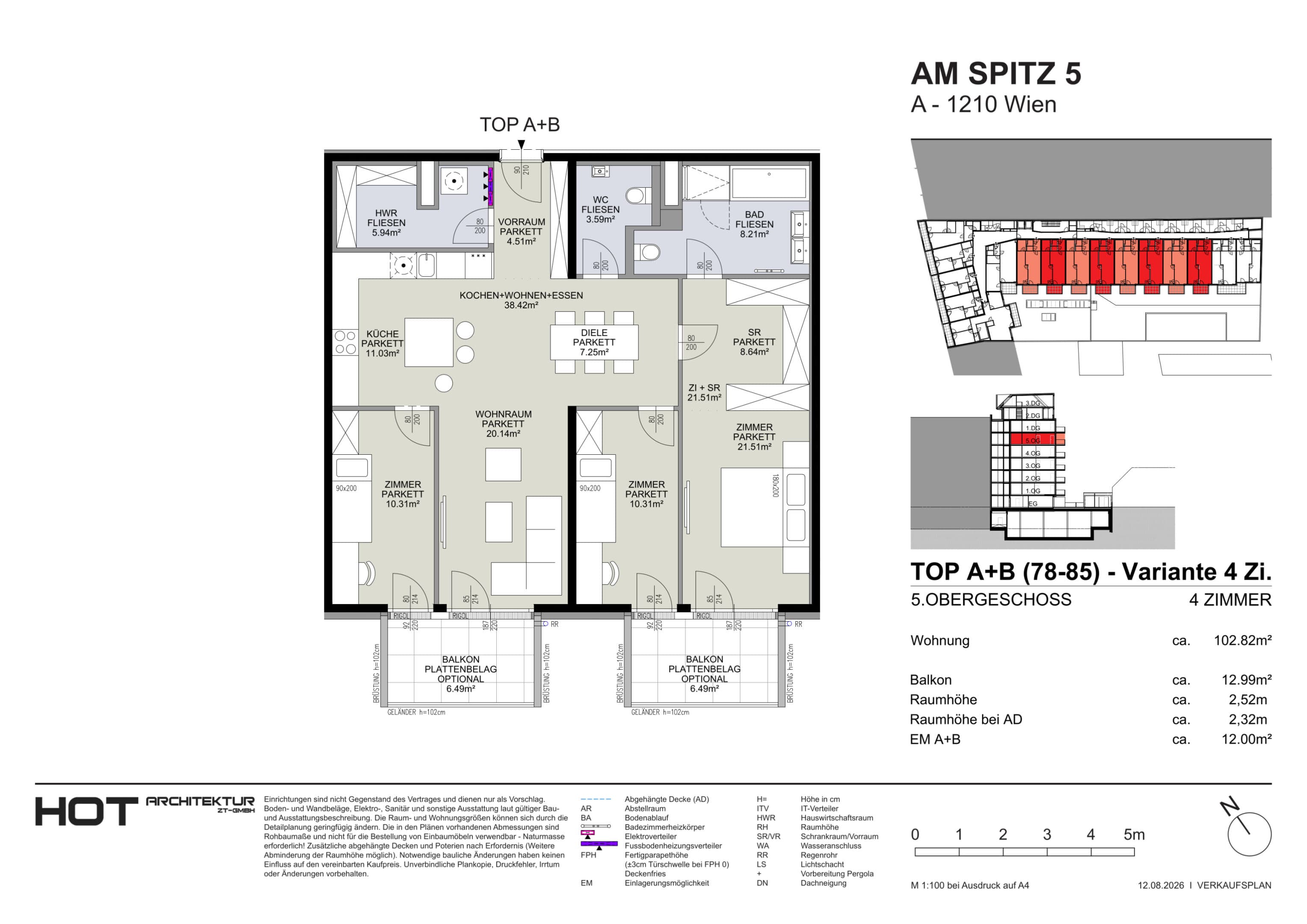 Grundriss Top 78+79 — Am Spitz 5 — 4 Zimmer — 102,8 m² — 5. OG