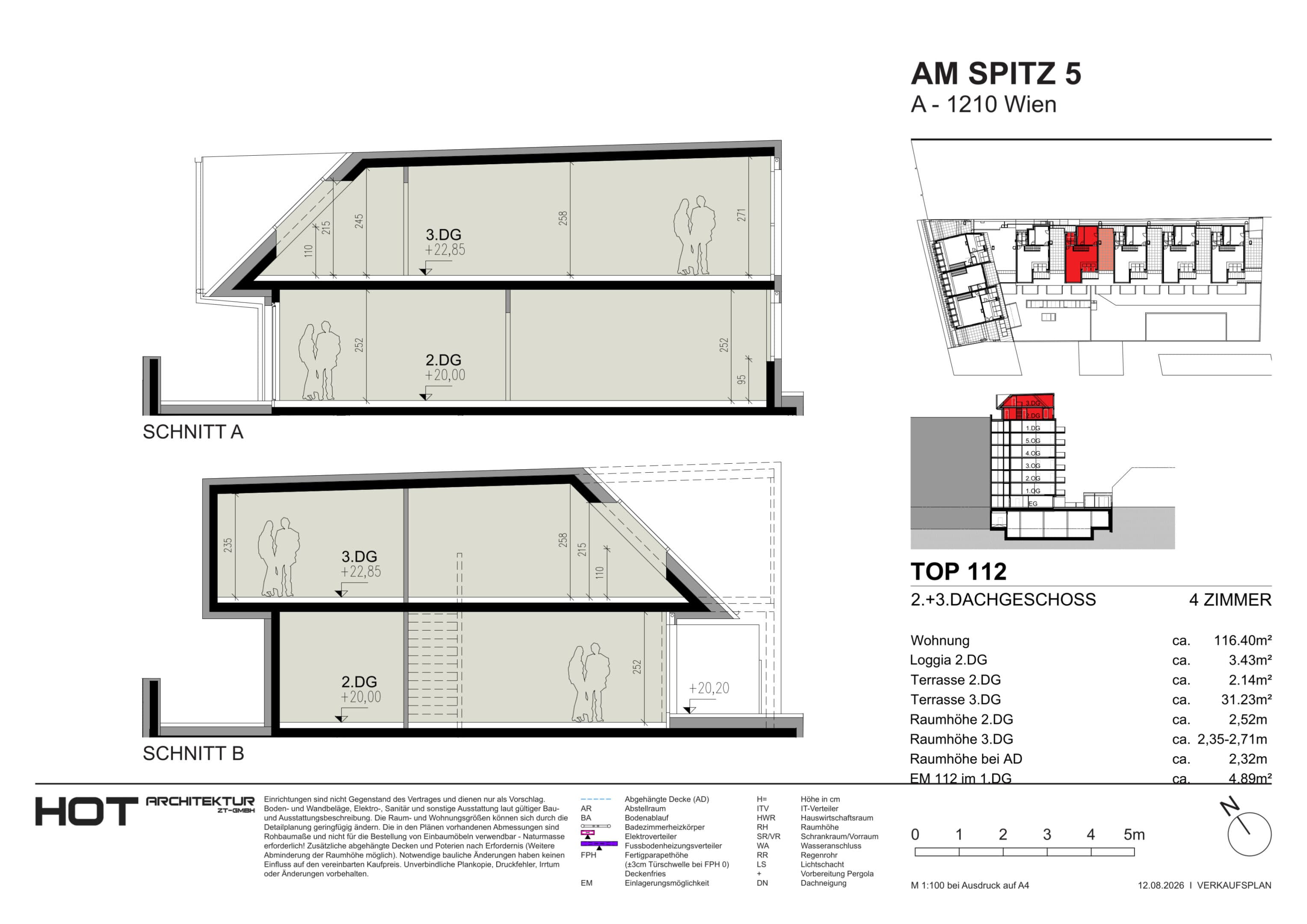 Grundriss Top 112 — Am Spitz 5 — 4 Zimmer — 116,4 m² — 2. DG — Grundriss 2/2