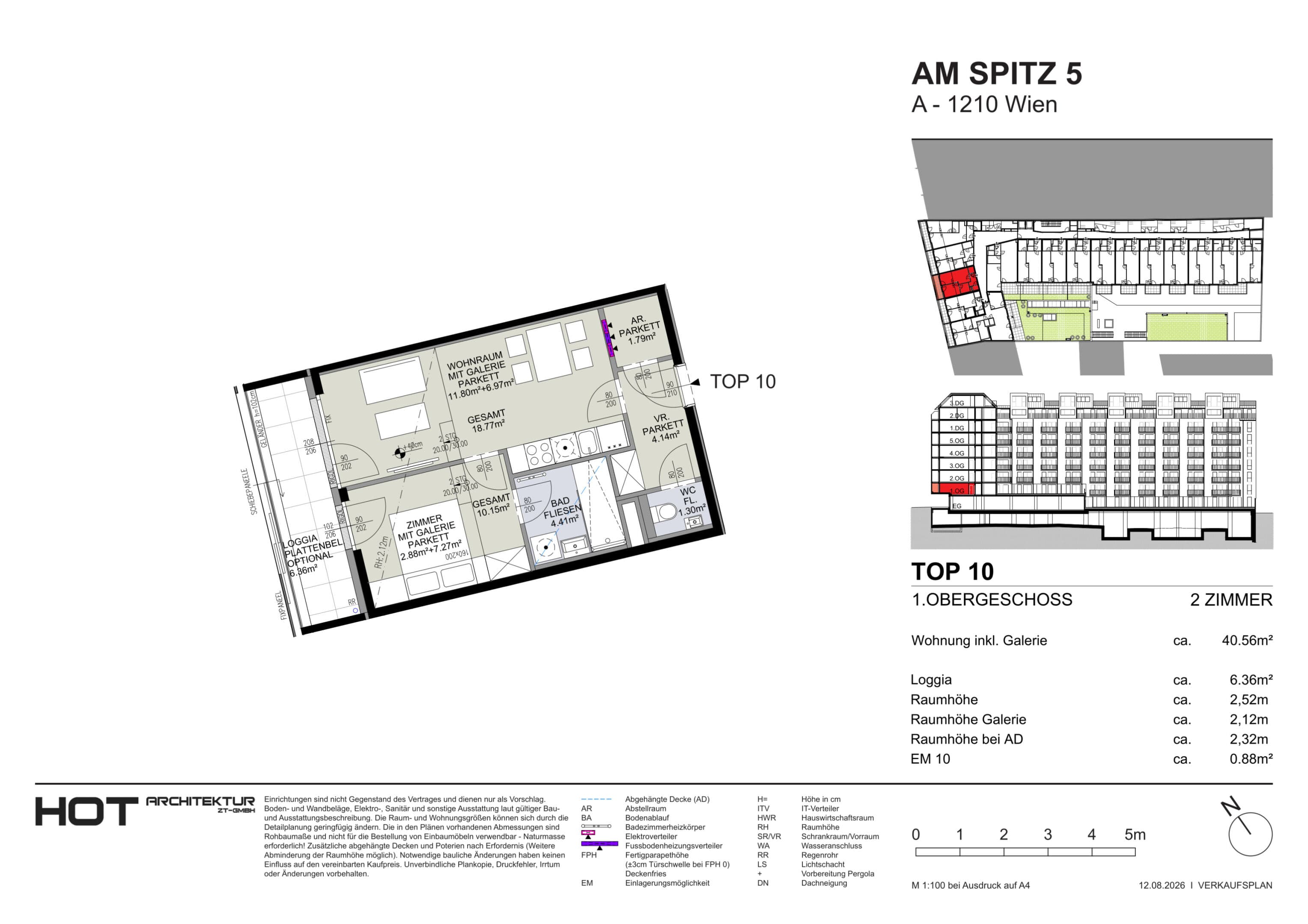 Grundriss Top 10 — Am Spitz 5 — 2 Zimmer — 40,6 m² — 1. OG