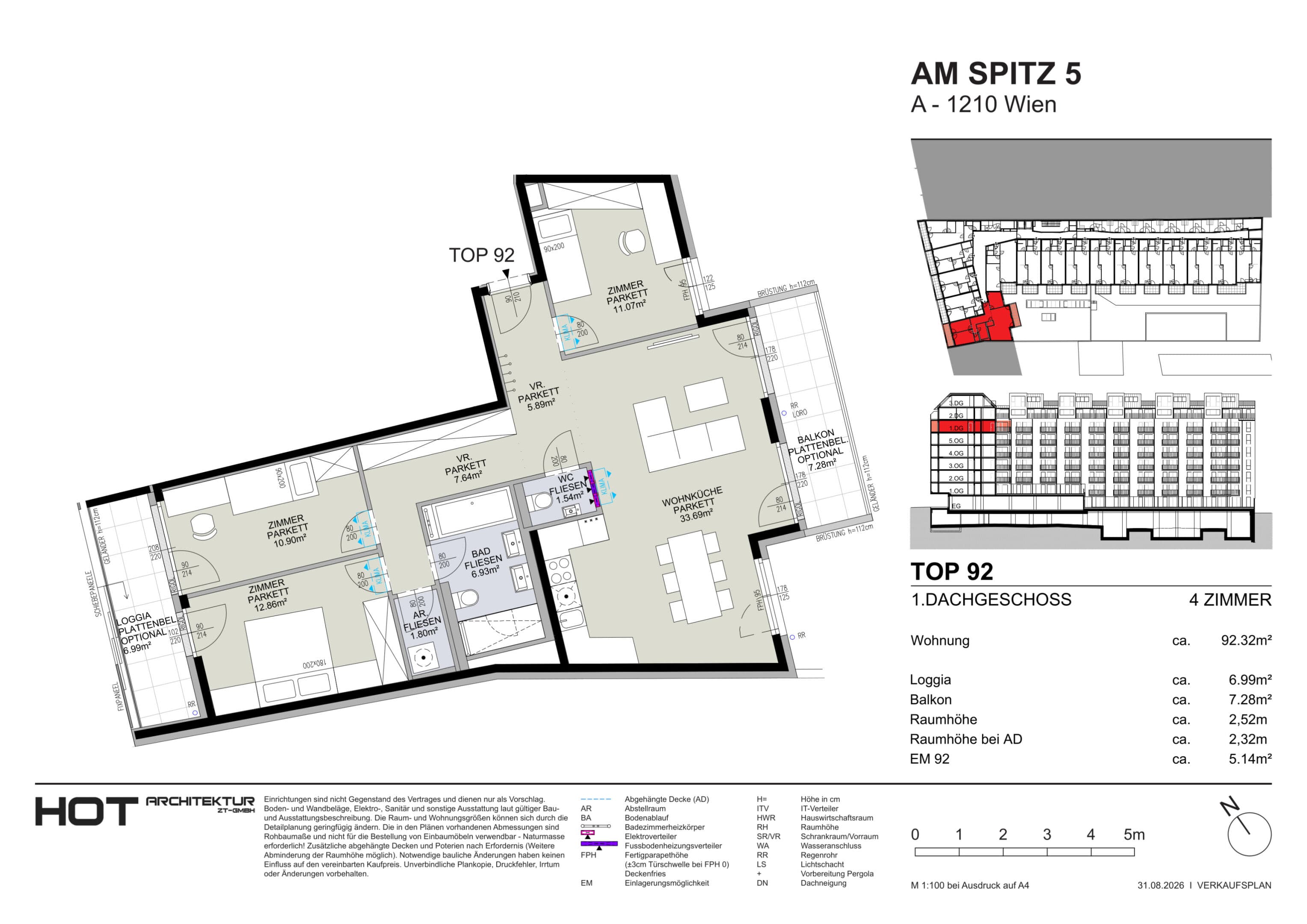 Grundriss Top 92 — Am Spitz 5 — 3 Zimmer — 92,3 m² — 1. DG