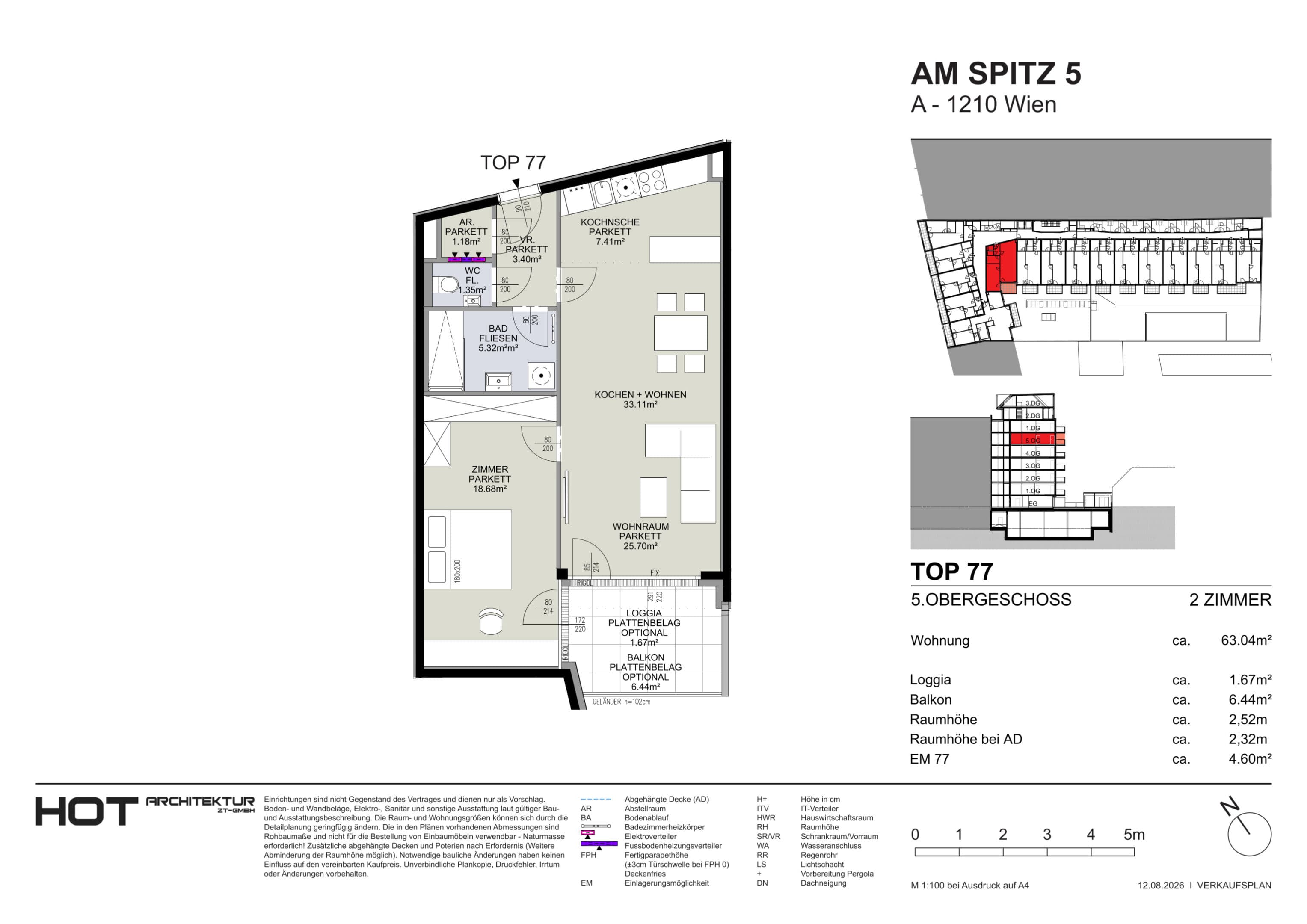 Floorplan Top 77 — Am Spitz 5 — 2 Rooms — 63 m² — 5. OG