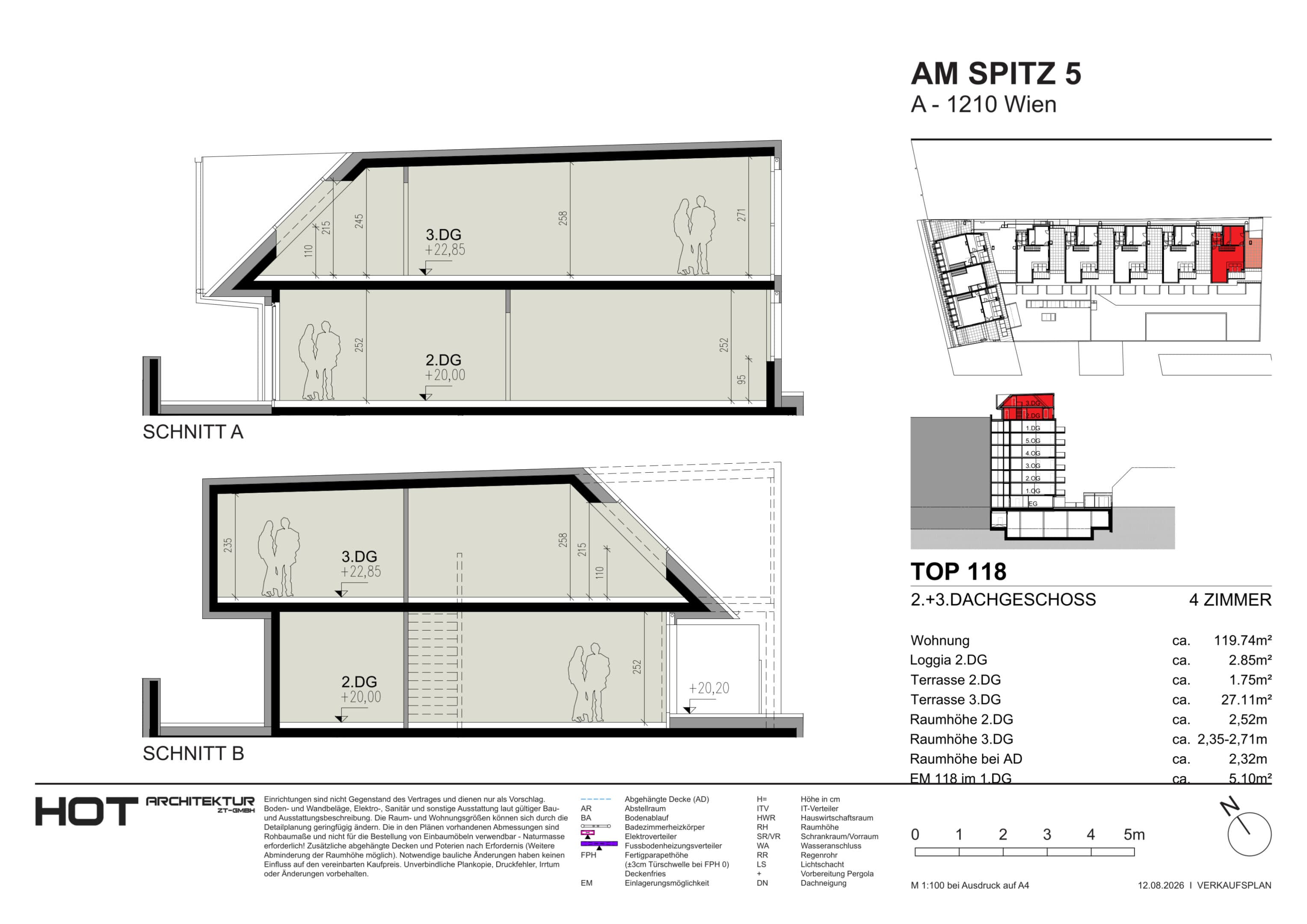 Grundriss Top 118 — Am Spitz 5 — 4 Zimmer — 119,7 m² — 2. DG — Grundriss 2/2