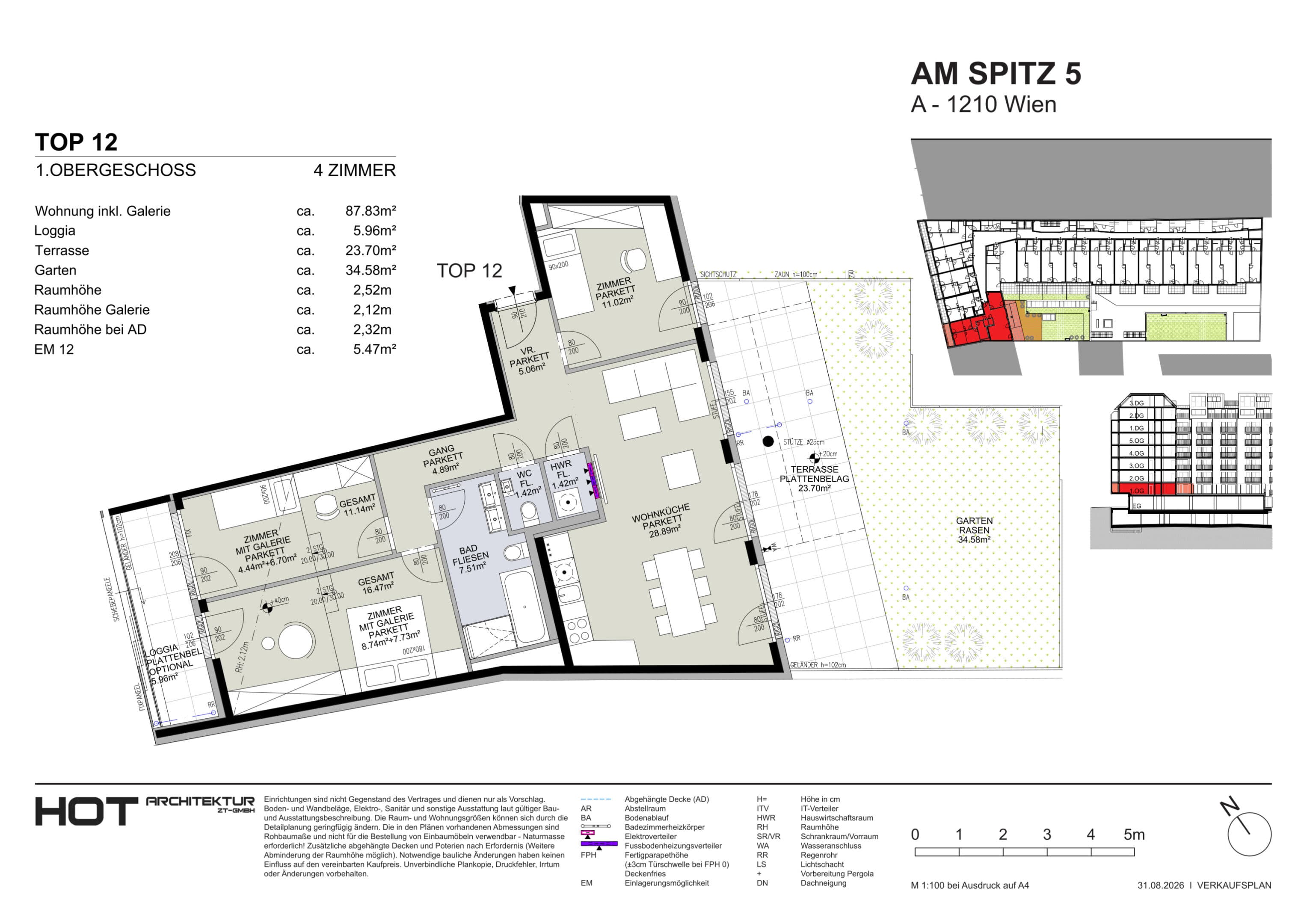 Grundriss Top 12 — Am Spitz 5 — 4 Zimmer — 87,8 m² — 1. OG