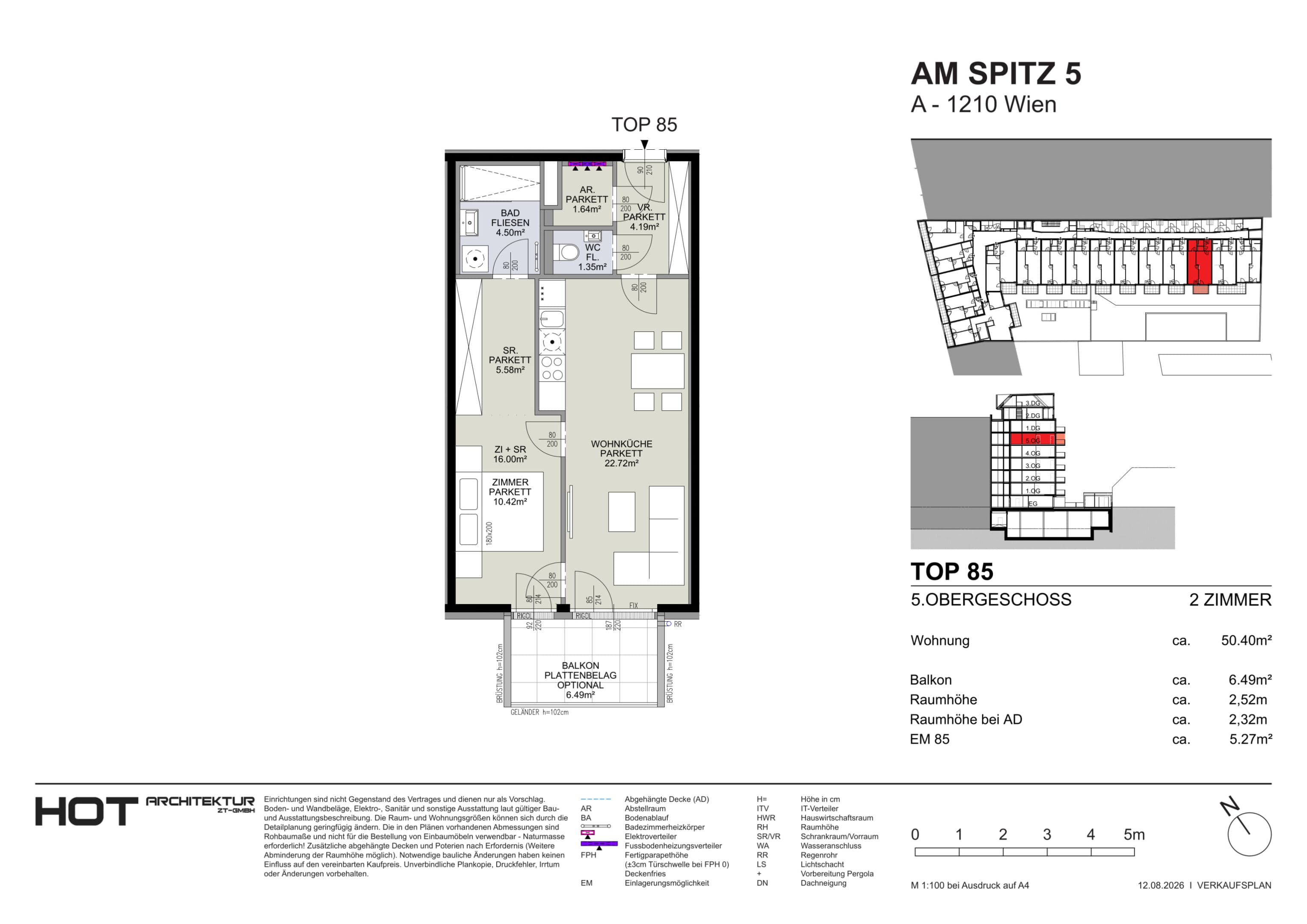 Floorplan Top 85 — Am Spitz 5 — 2 Rooms — 50.4 m² — 5. OG