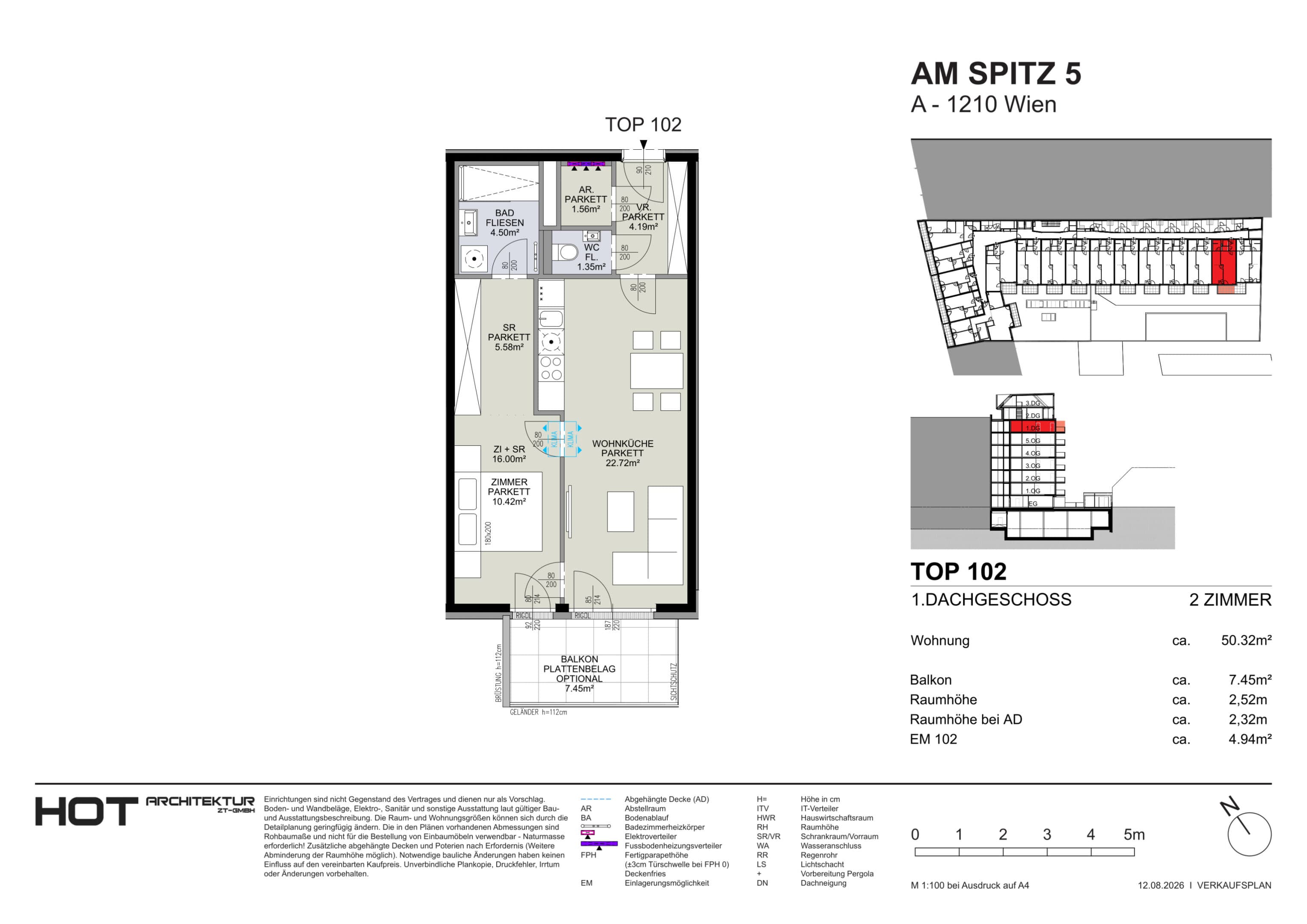 Grundriss Top 102 — Am Spitz 5 — 2 Zimmer — 50,3 m² — 1. DG