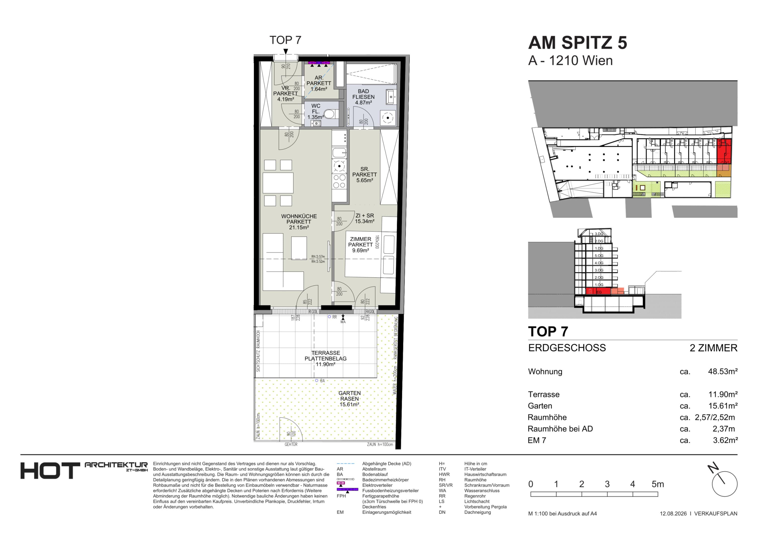 Grundriss Top 7 — Am Spitz 5 — 2 Zimmer — 48,5 m² — EG