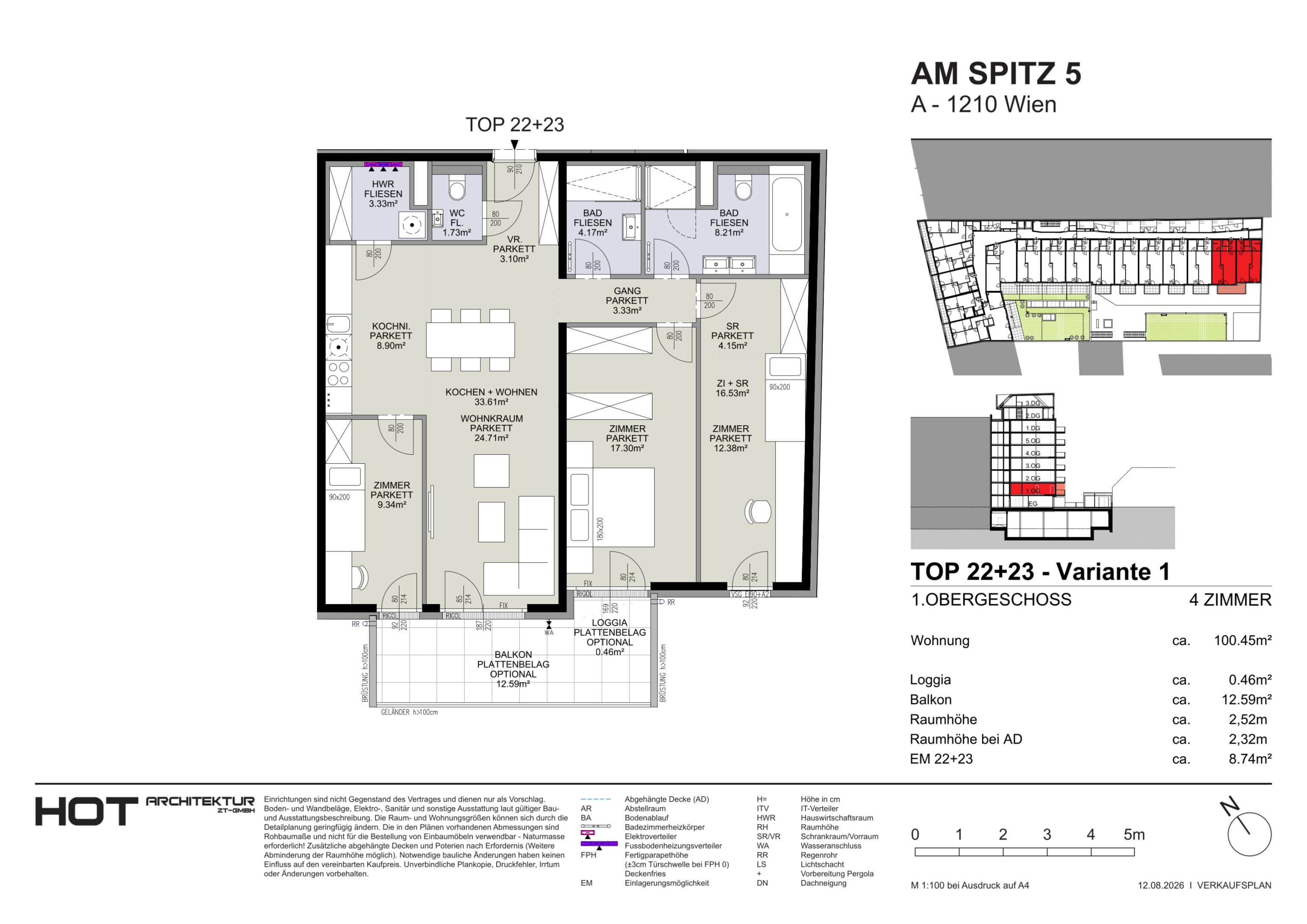 Grundriss Top 22+23 — Am Spitz 5 — 4 Zimmer — 100,4 m² — 1. OG — Grundriss 1/2