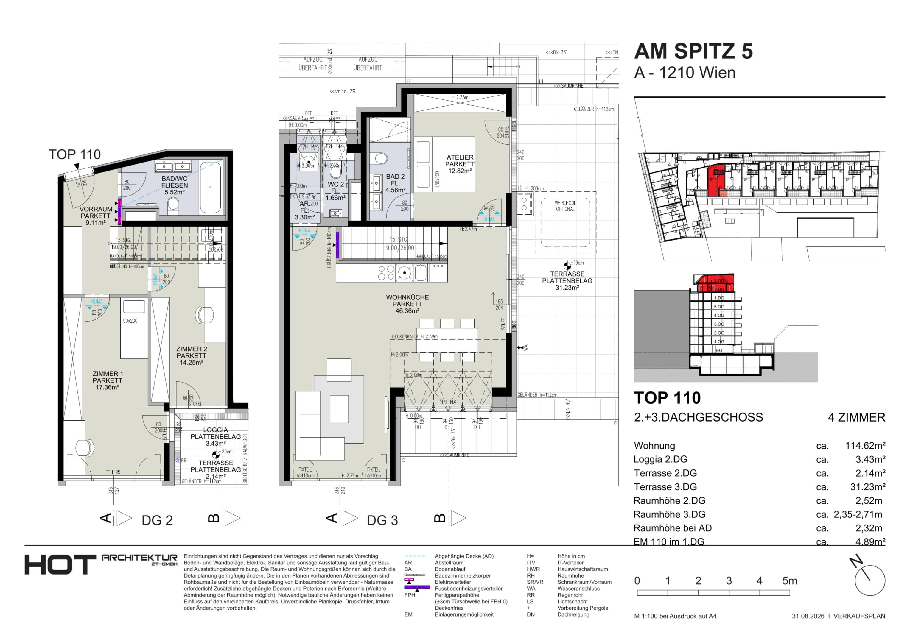 Grundriss Top 110 — Am Spitz 5 — 4 Zimmer — 114,6 m² — 2. DG — Grundriss 1/2