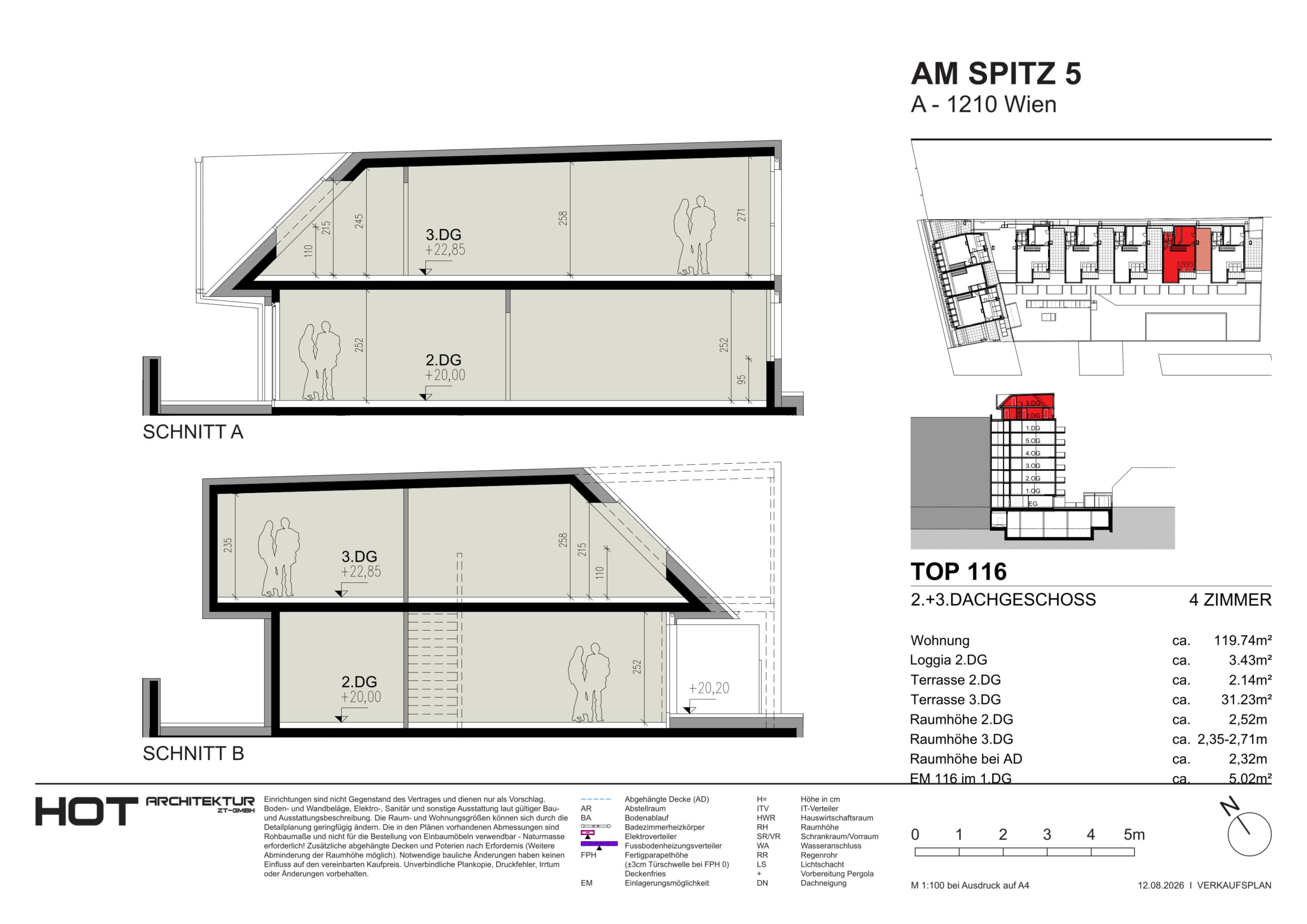 Grundriss Top 116 — Am Spitz 5 — 4 Zimmer — 119,7 m² — 2. DG — Grundriss 2/2