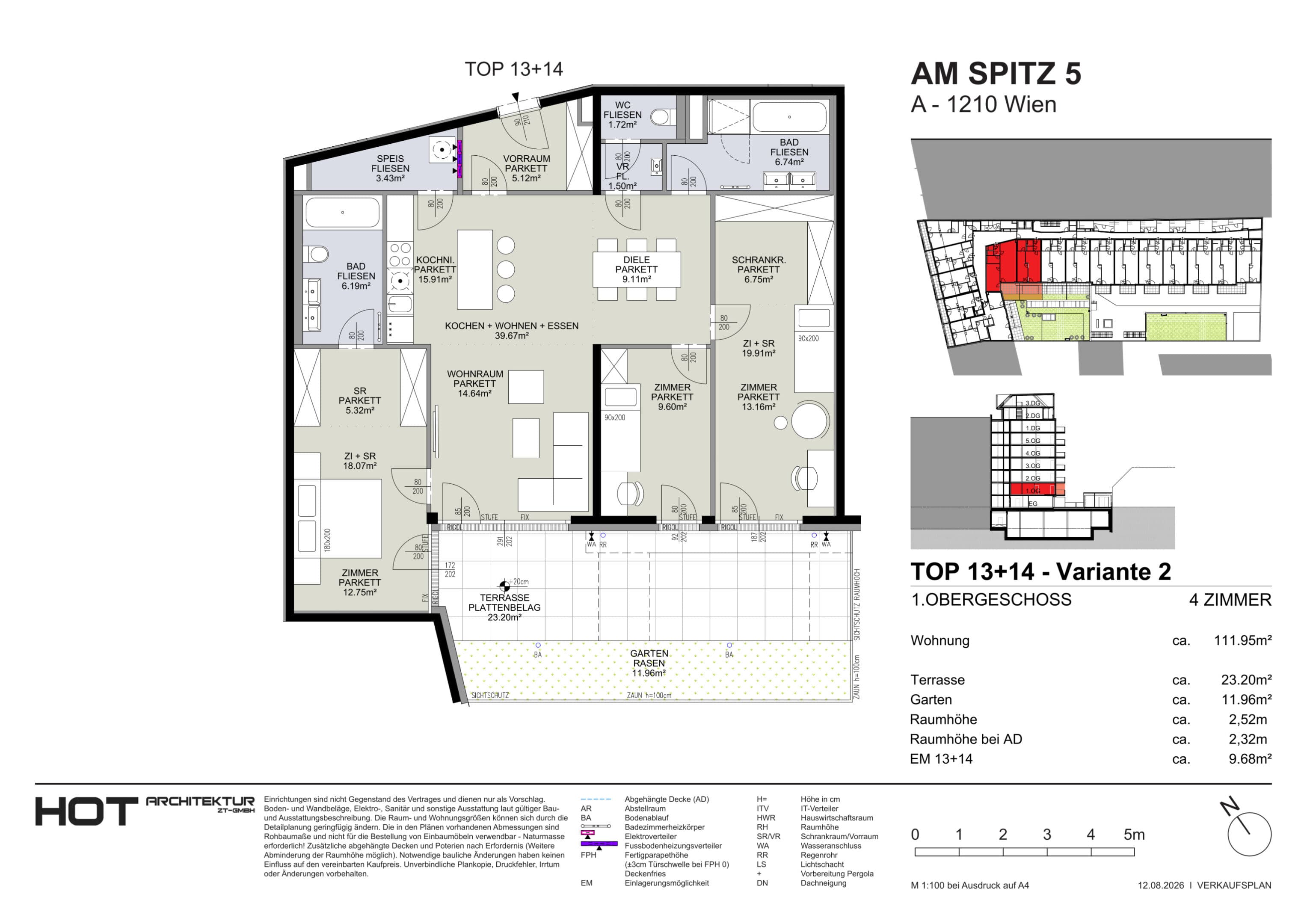 Grundriss Top 13+14 — Am Spitz 5 — 4 Zimmer — 111,3 m² — 1. OG — Grundriss 2/2