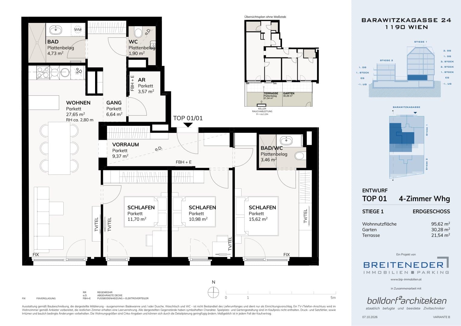 Floorplan Top EG 95,62m2 — Barawitzkagasse 24 — 4 Rooms — 95.6 m² — EG