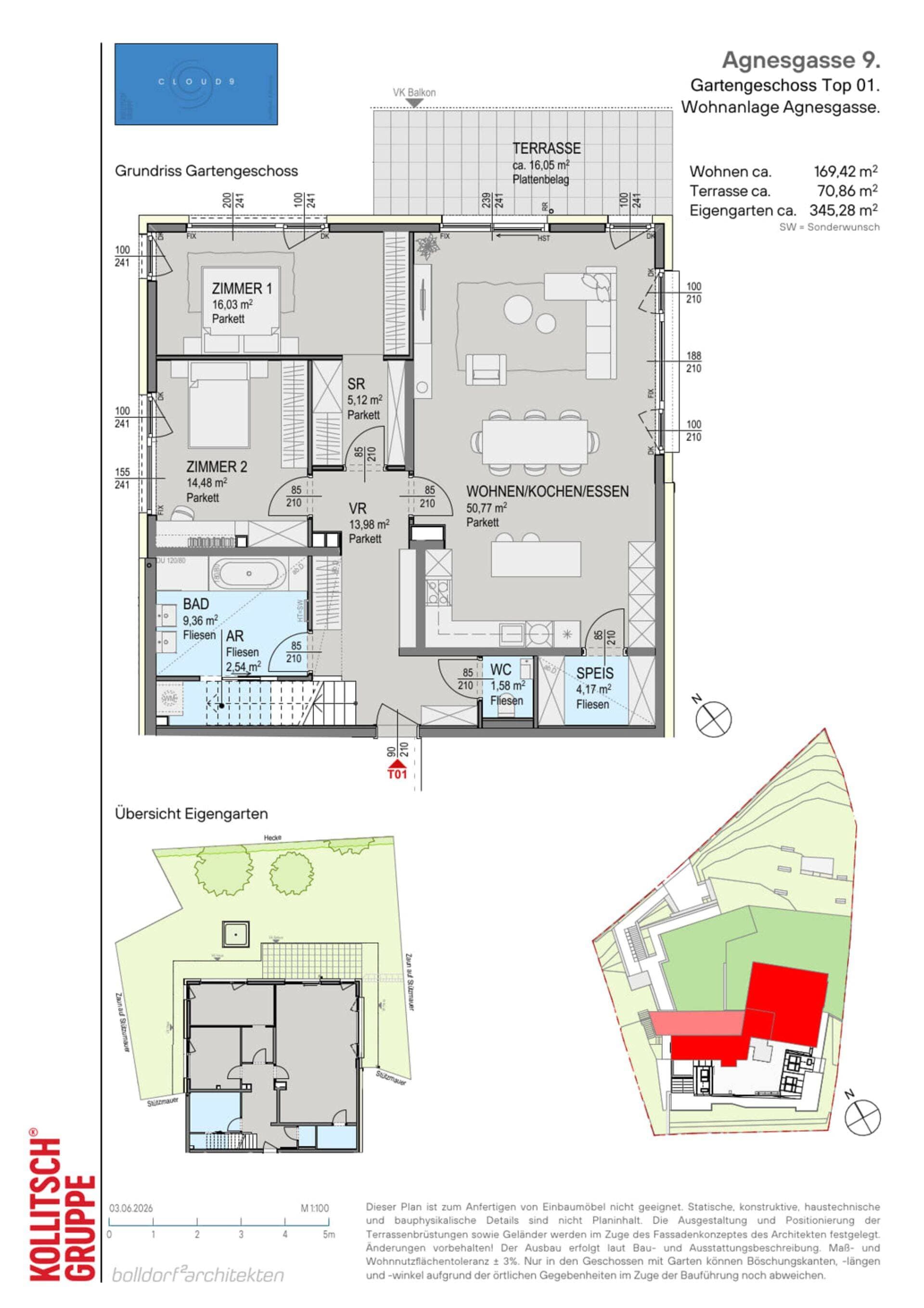 Floorplan Top 01 — CLOUD 9 — 5 Rooms — 169.4 m² — Ground floor — Floorplan 1/2
