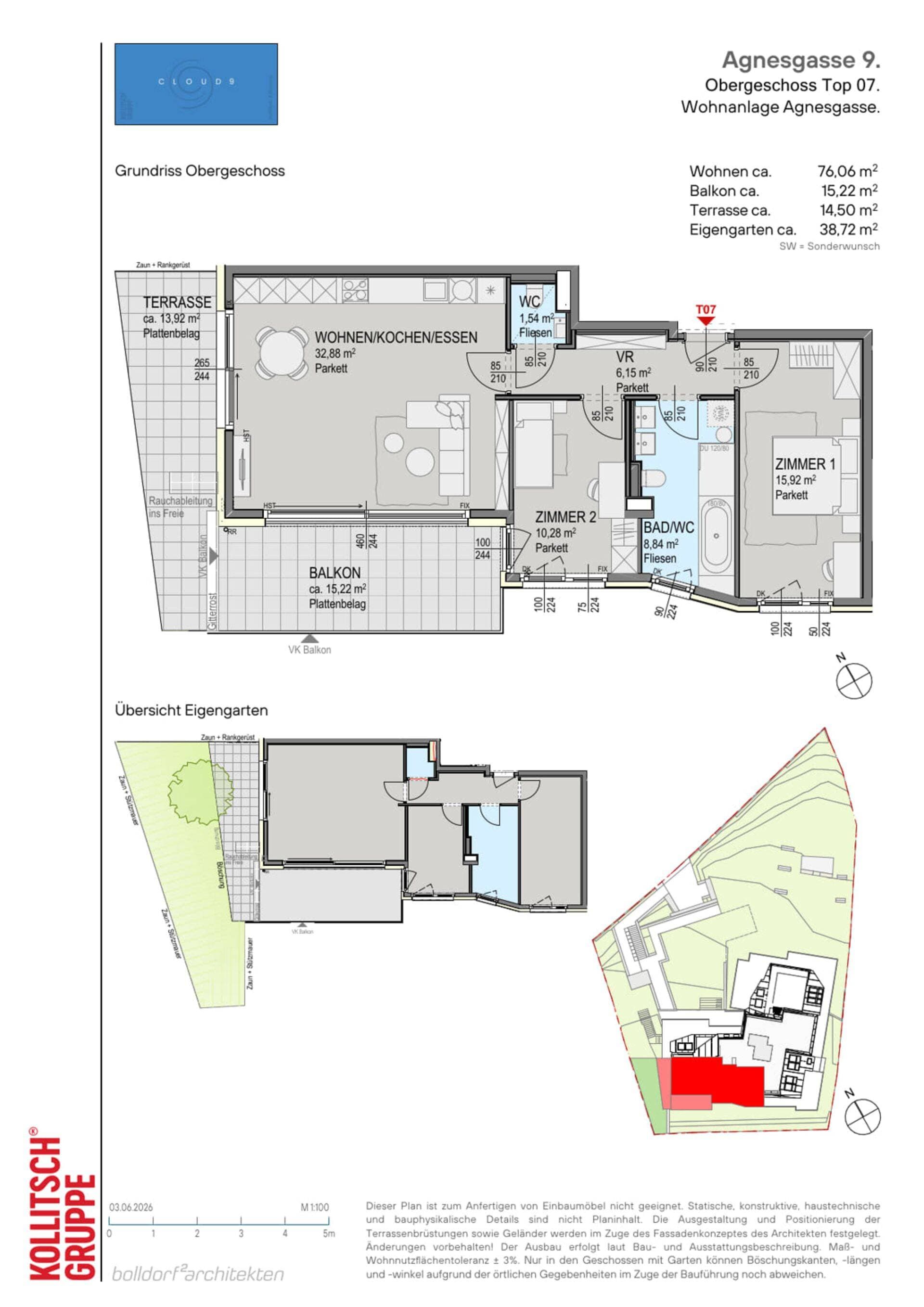 Floorplan Top 07 — CLOUD 9 — 3 Rooms — 76.1 m² — 1st floor