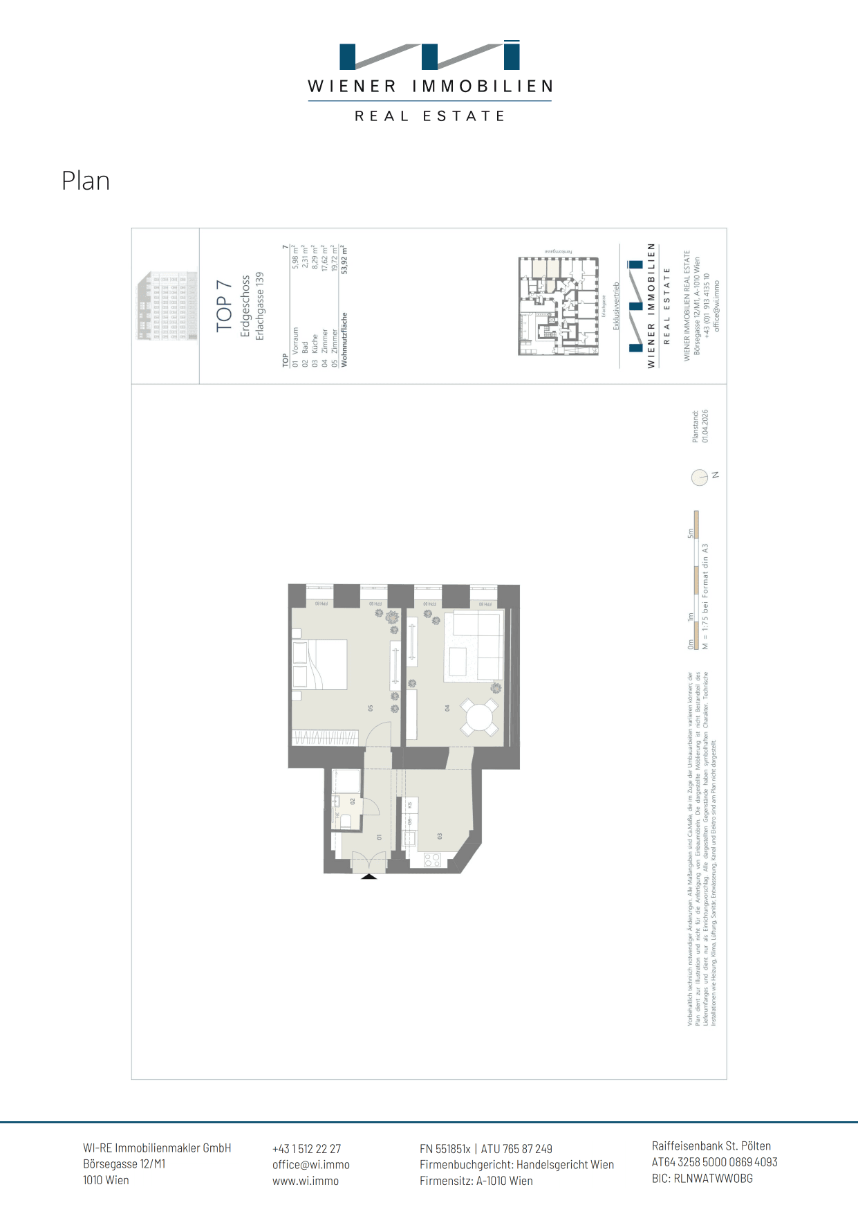 Floorplan Top 412 — Die Erle — 2 Rooms — 53.9 m² — EG — Sanierungsbedürftige 2-Zimmer Wohnung — Floorplan 1/3