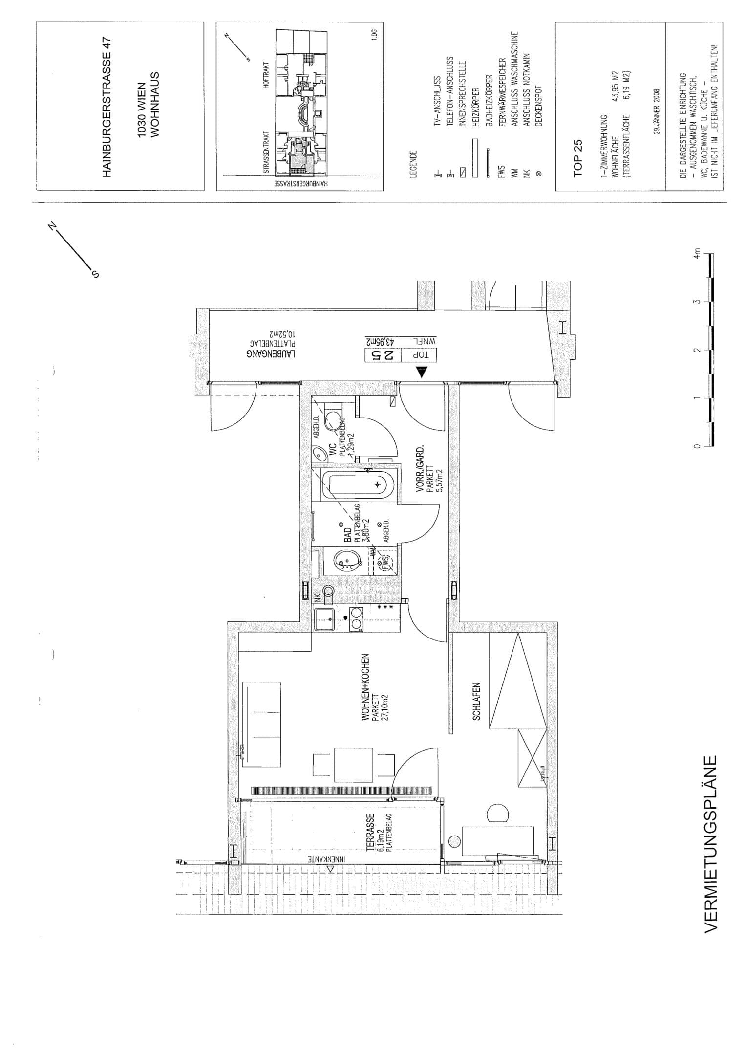 Grundriss Top 25 — Die Hainburg — 2 Zimmer — 37,8 m² — 1st attic floor