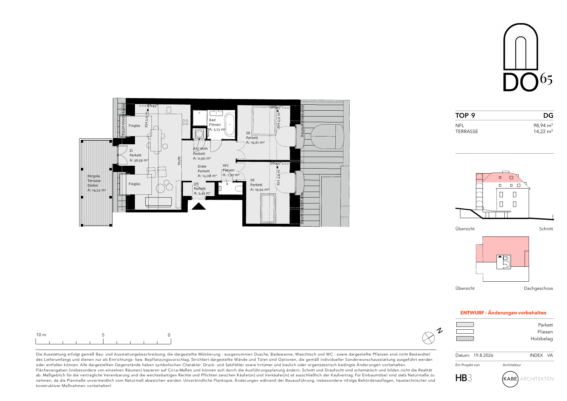 Grundriss Top 9 — DO65 — 3 Zimmer — 99 m² — DG