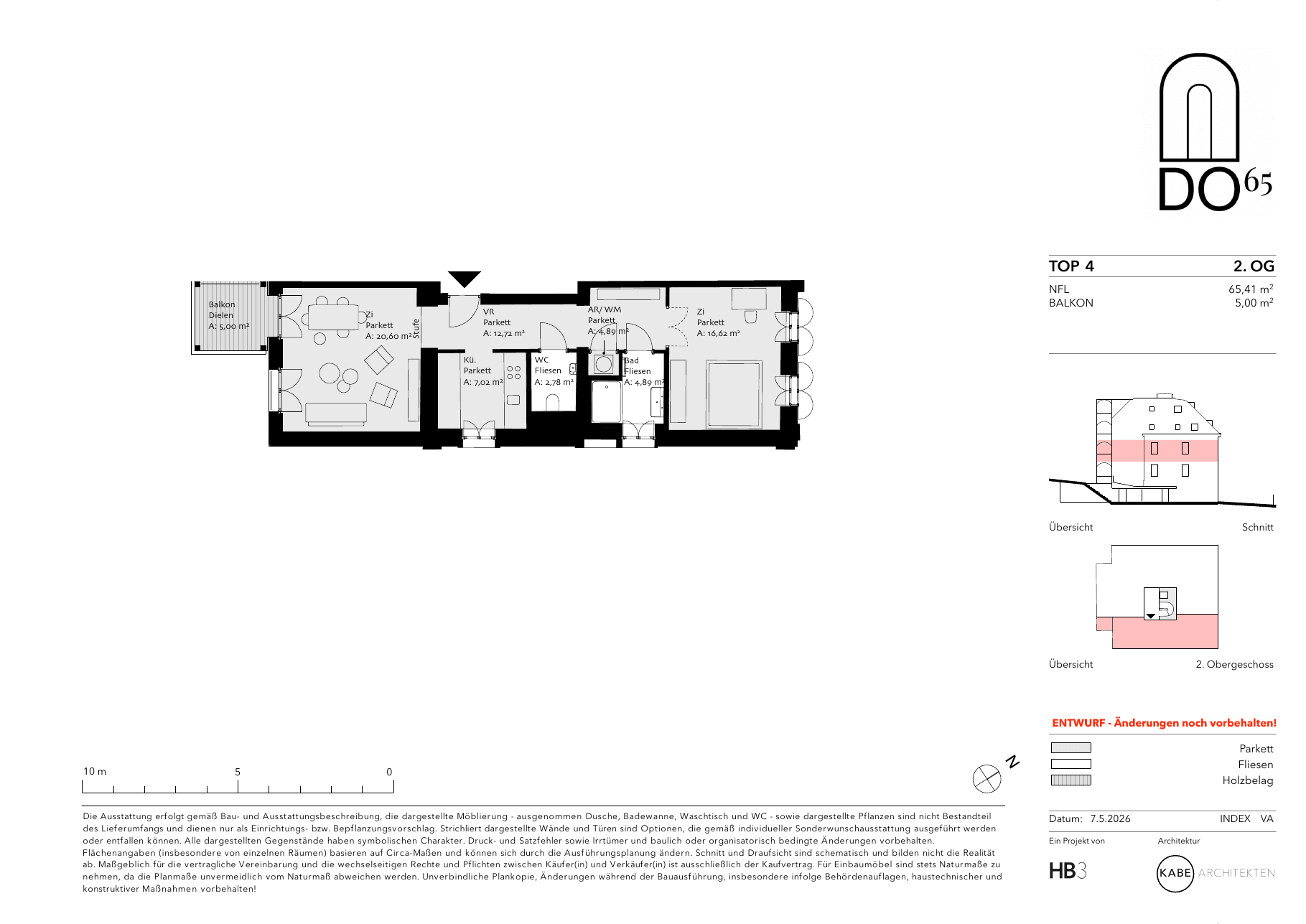 Grundriss Top 4 — DO65 — 2 Zimmer — 65 m² — OG2