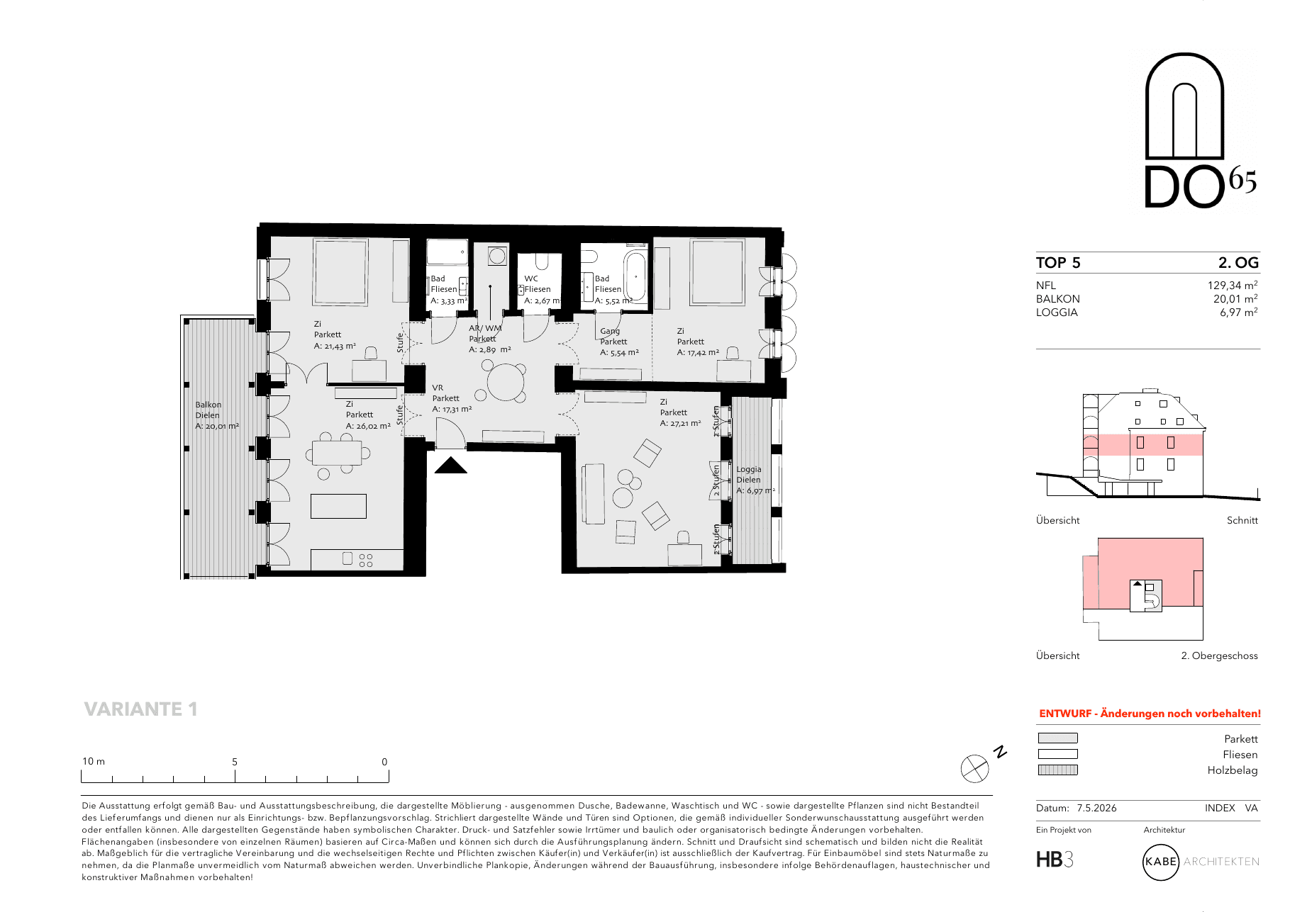 Grundriss Top 5 — DO65 — 4 Zimmer — 129 m² — OG2