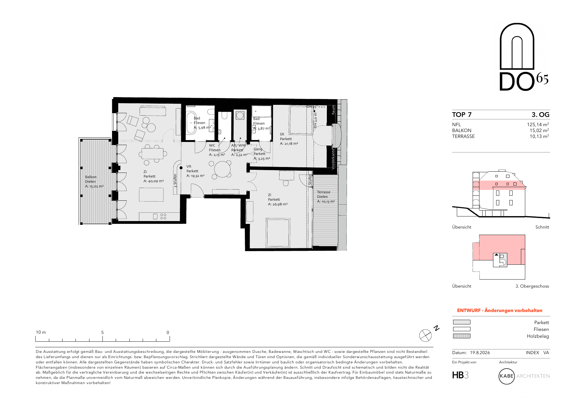 Grundriss Top 7 — DO65 — 3 Zimmer — 125 m² — OG3