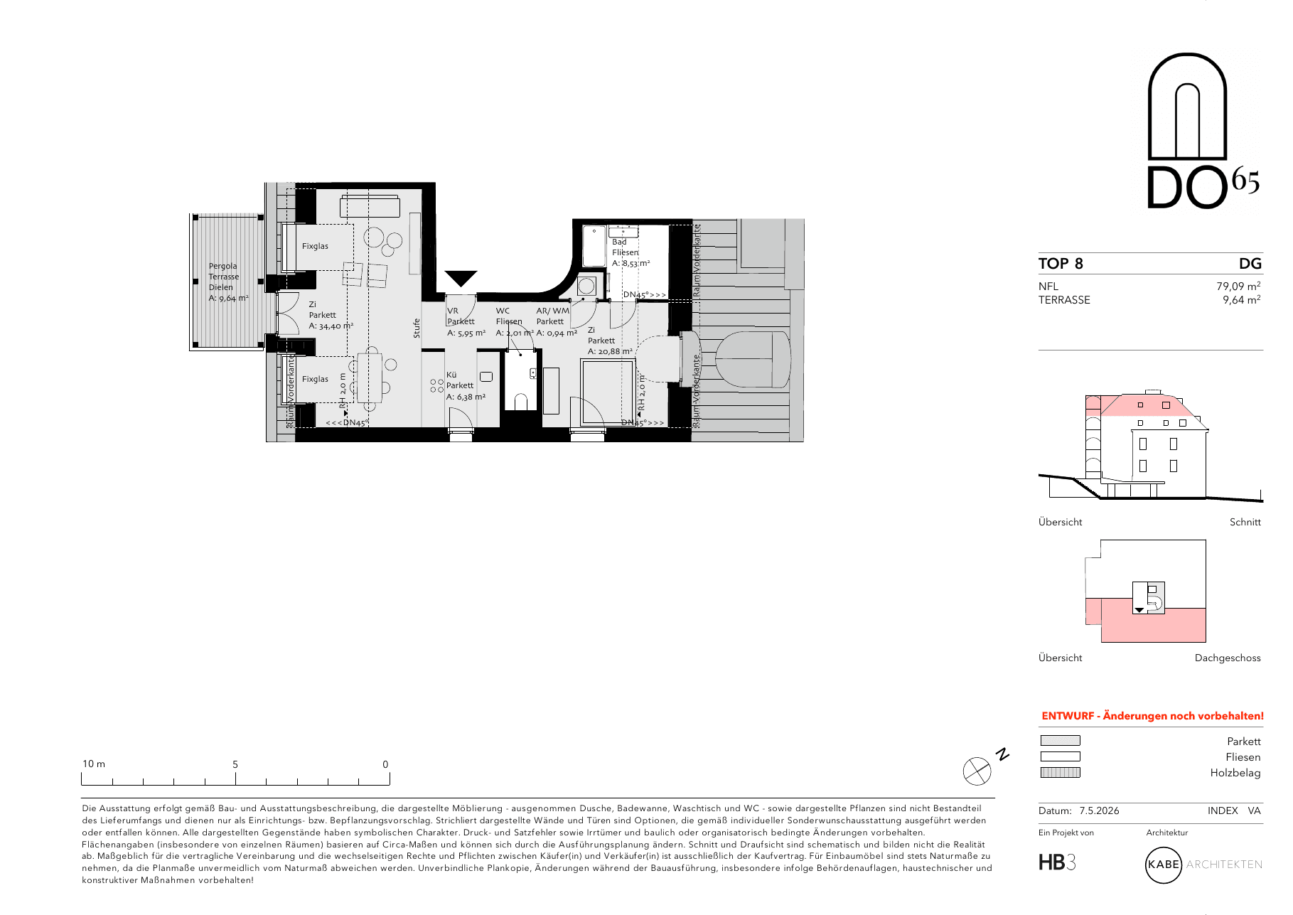 Grundriss Top 8 — DO65 — 2 Zimmer — 79 m² — DG