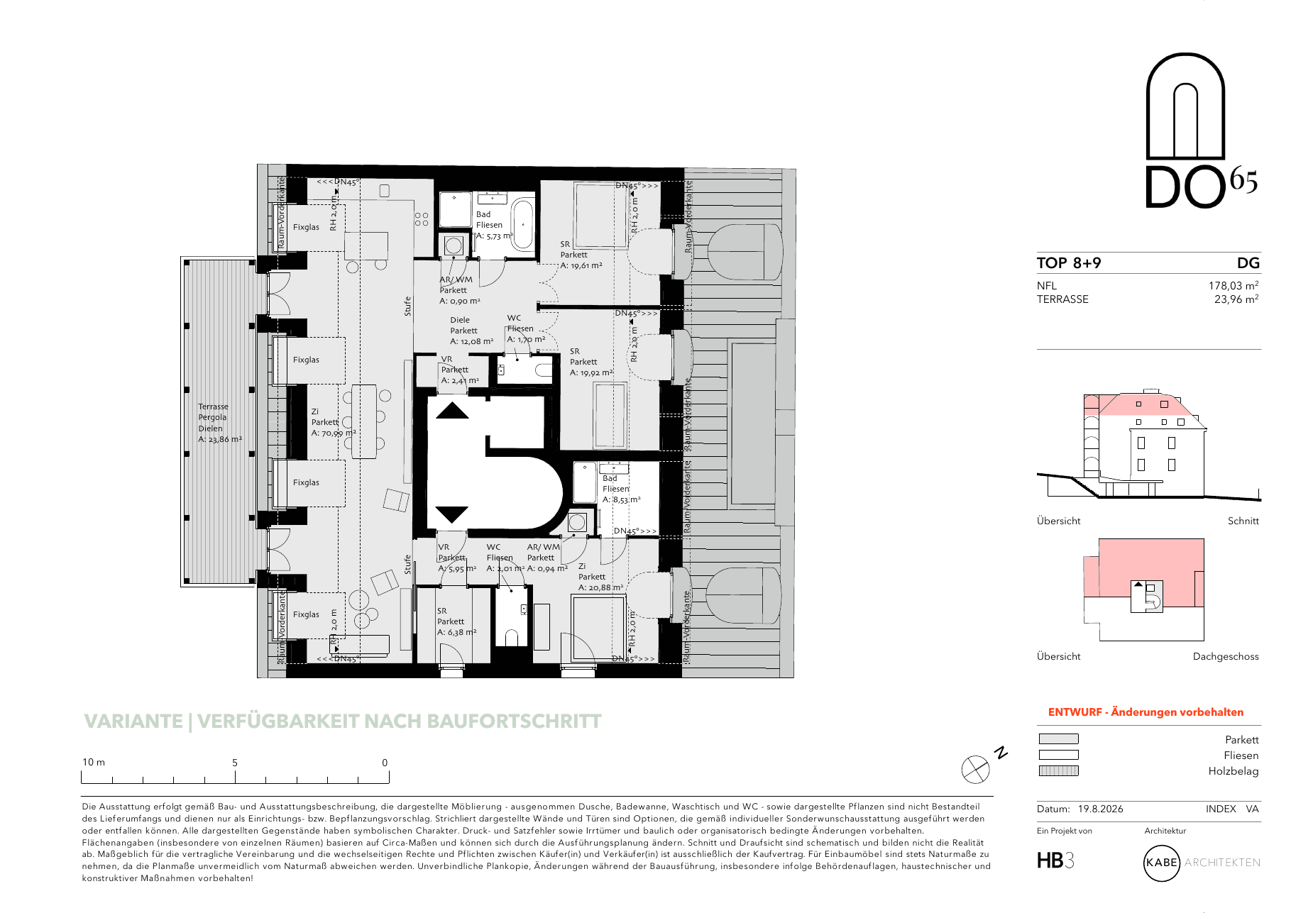 Grundriss Top 8 + 9 — DO65 — 4 Zimmer — 178 m² — DG