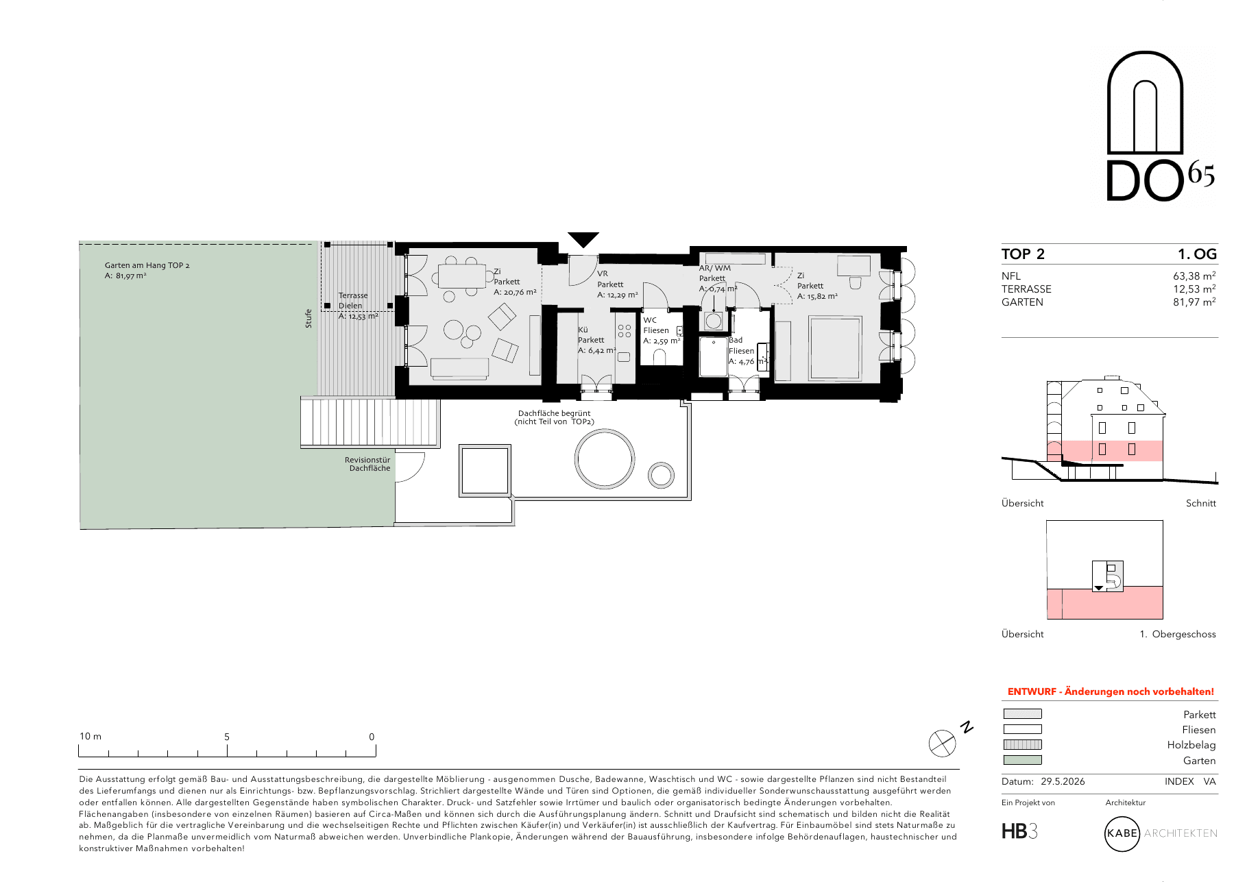 Grundriss Top 2 — DO65 — 2 Zimmer — 63 m² — OG1