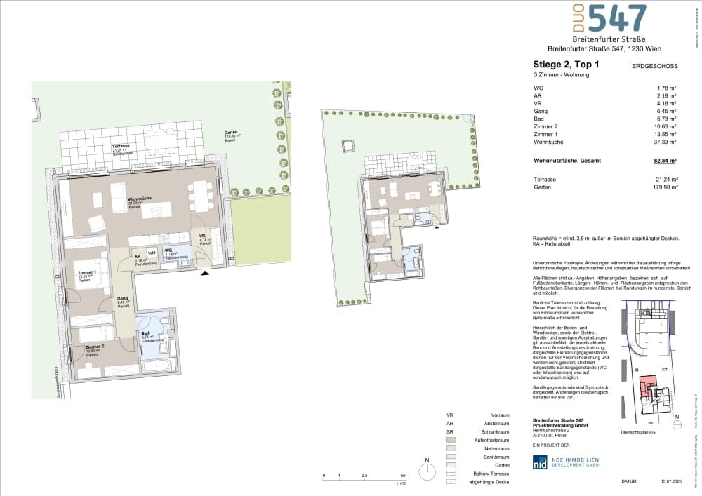 Grundriss Top 2/1 — DUO547 | Breitenfurter Straße — 3 Zimmer — 82,8 m² — EG