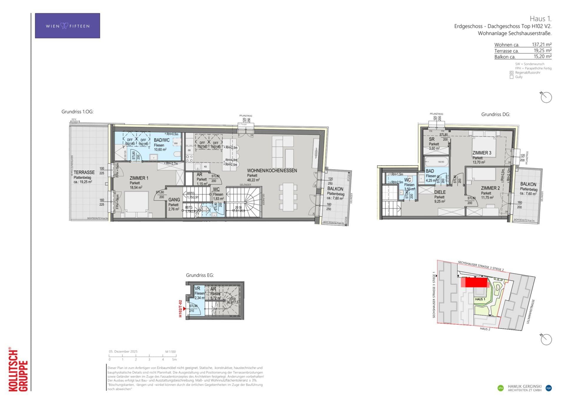 Grundriss Top H102 — WIEN FIFTEEN — 4 Zimmer — 137,2 m² — TH