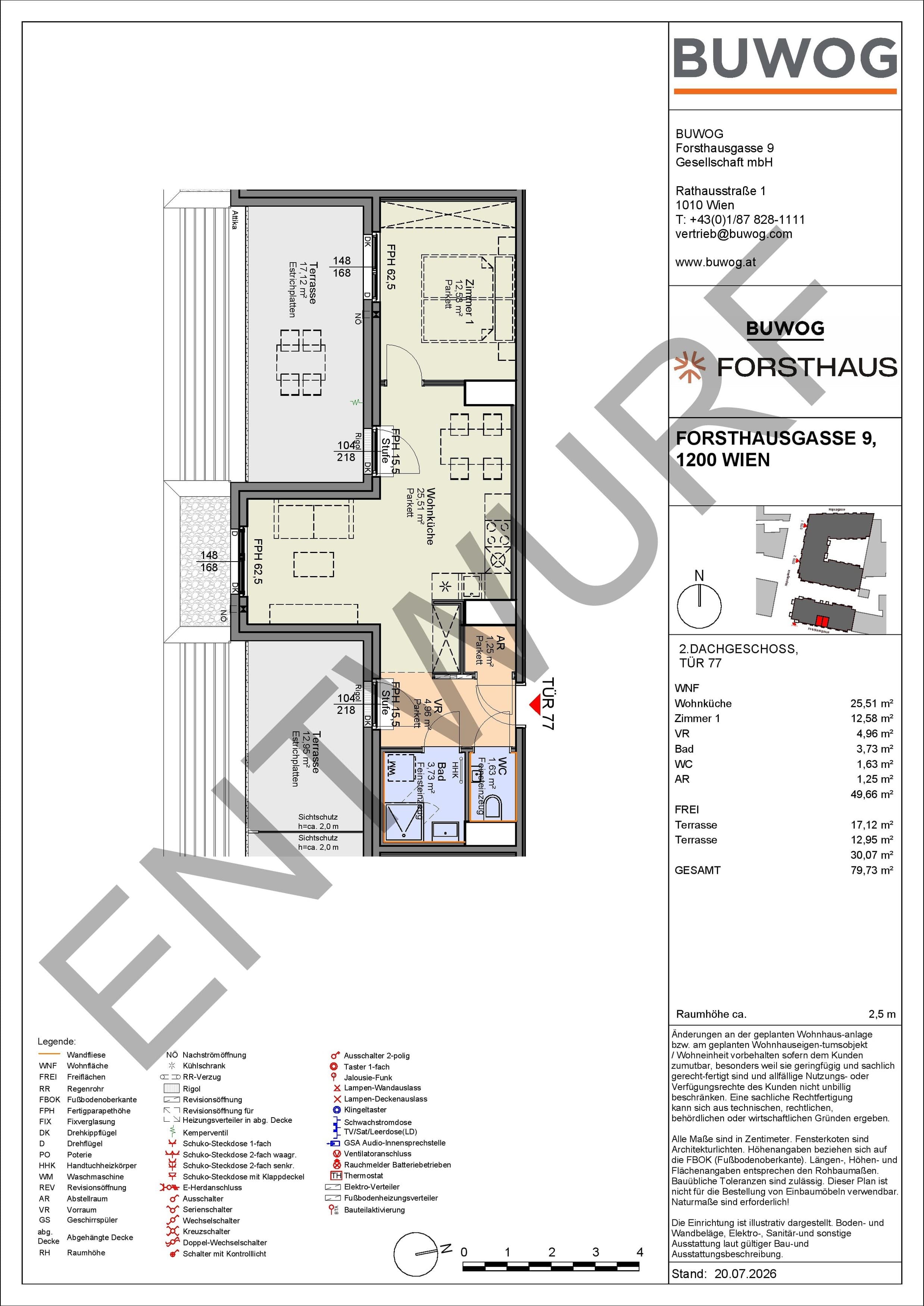 Floorplan Top FH 77 — FORSTHAUS — 2 Rooms — 49.7 m² — 2. DG — Süd