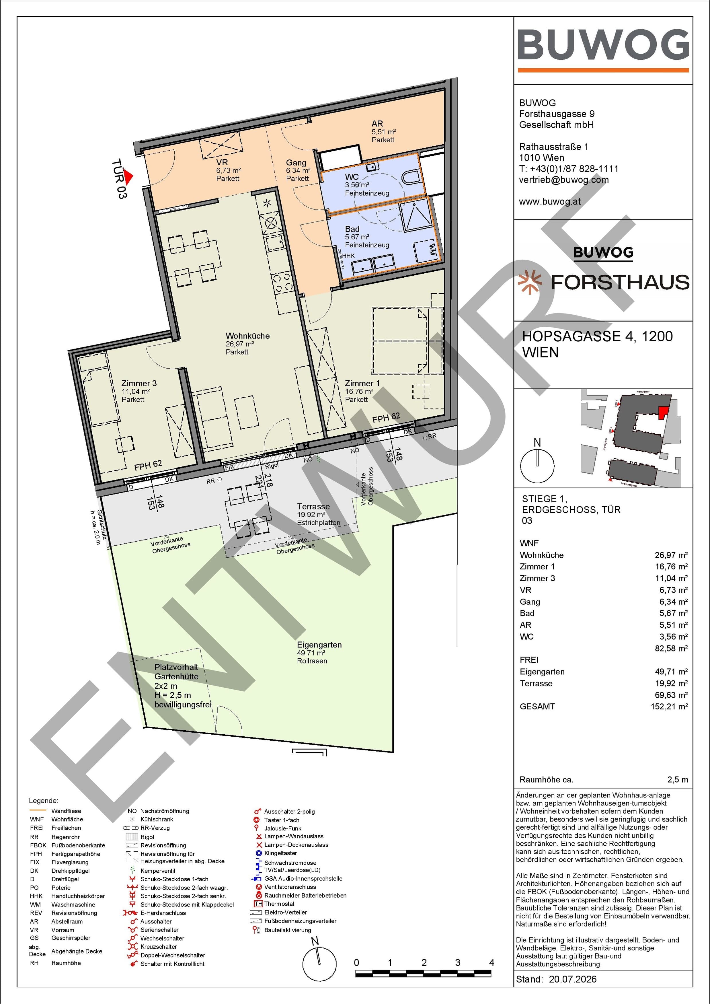 Floorplan Top HO 1.03 — FORSTHAUS — 3 Rooms — 82.6 m² — EG — Süd