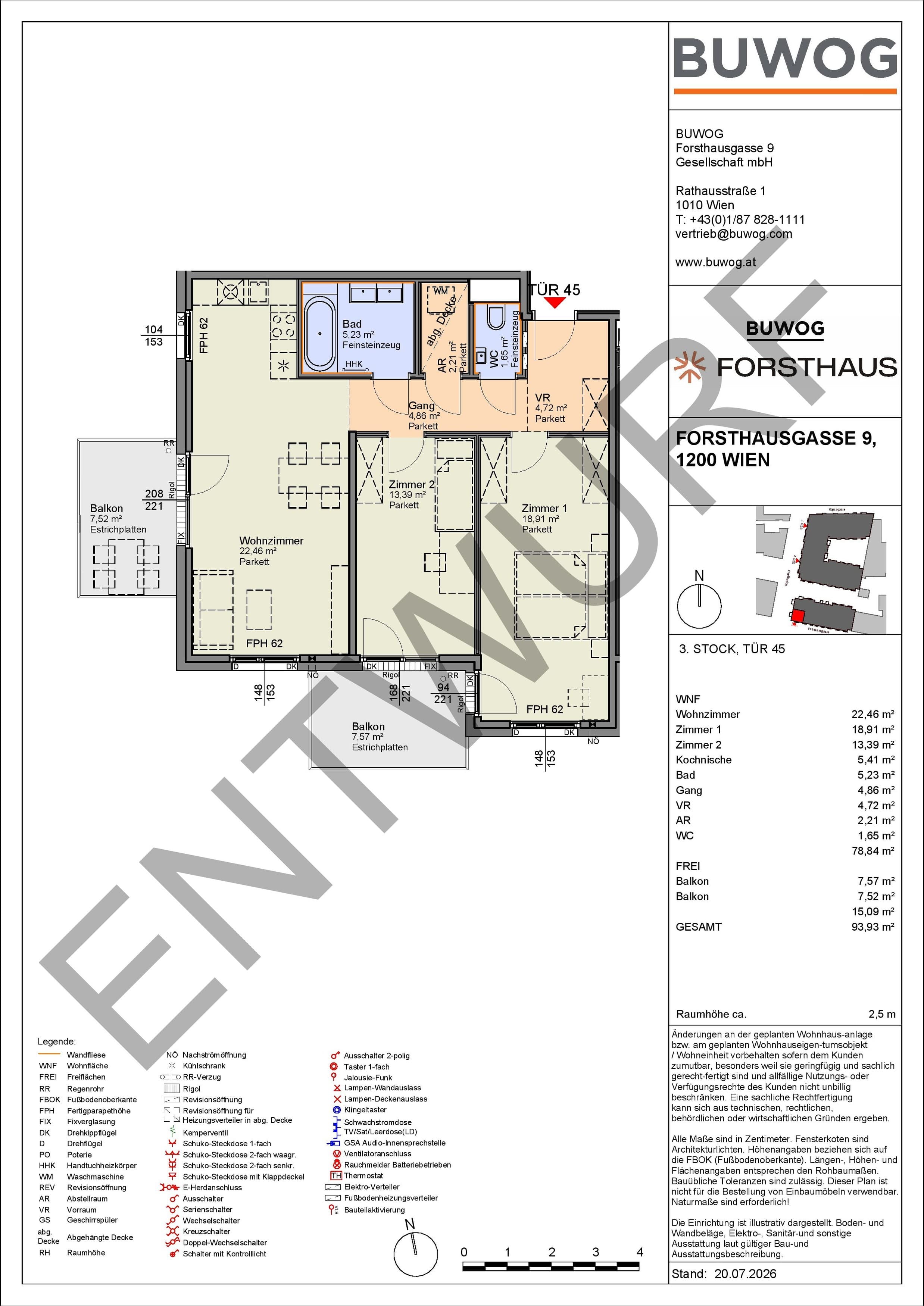 Floorplan Top FH 45 — FORSTHAUS — 3 Rooms — 78.8 m² — 3. OG — Südwest