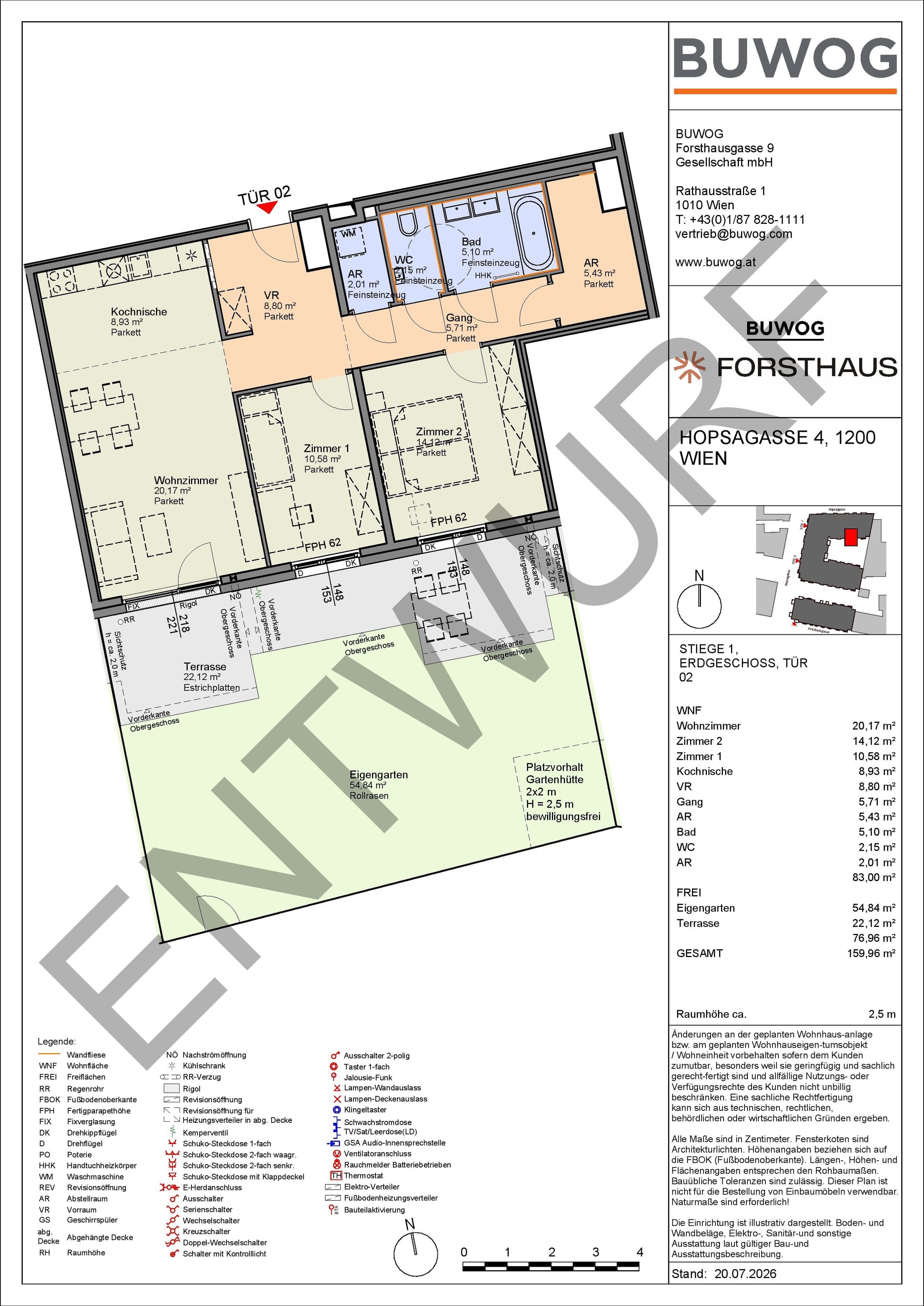 Floorplan Top HO 1.02 — FORSTHAUS — 3 Rooms — 83 m² — EG — Süd