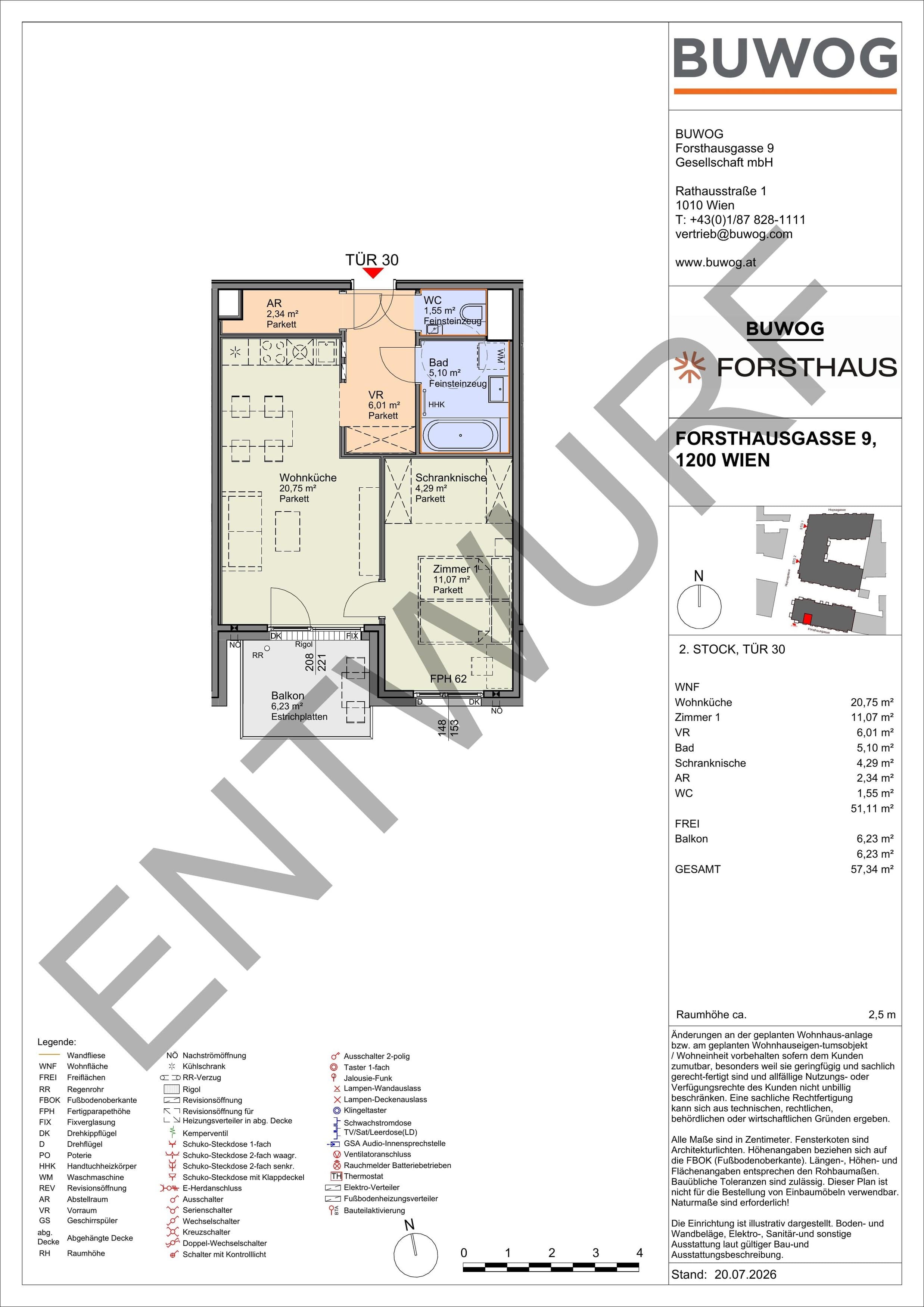 Floorplan Top FH 30 — FORSTHAUS — 2 Rooms — 51.1 m² — 2. OG — Süd