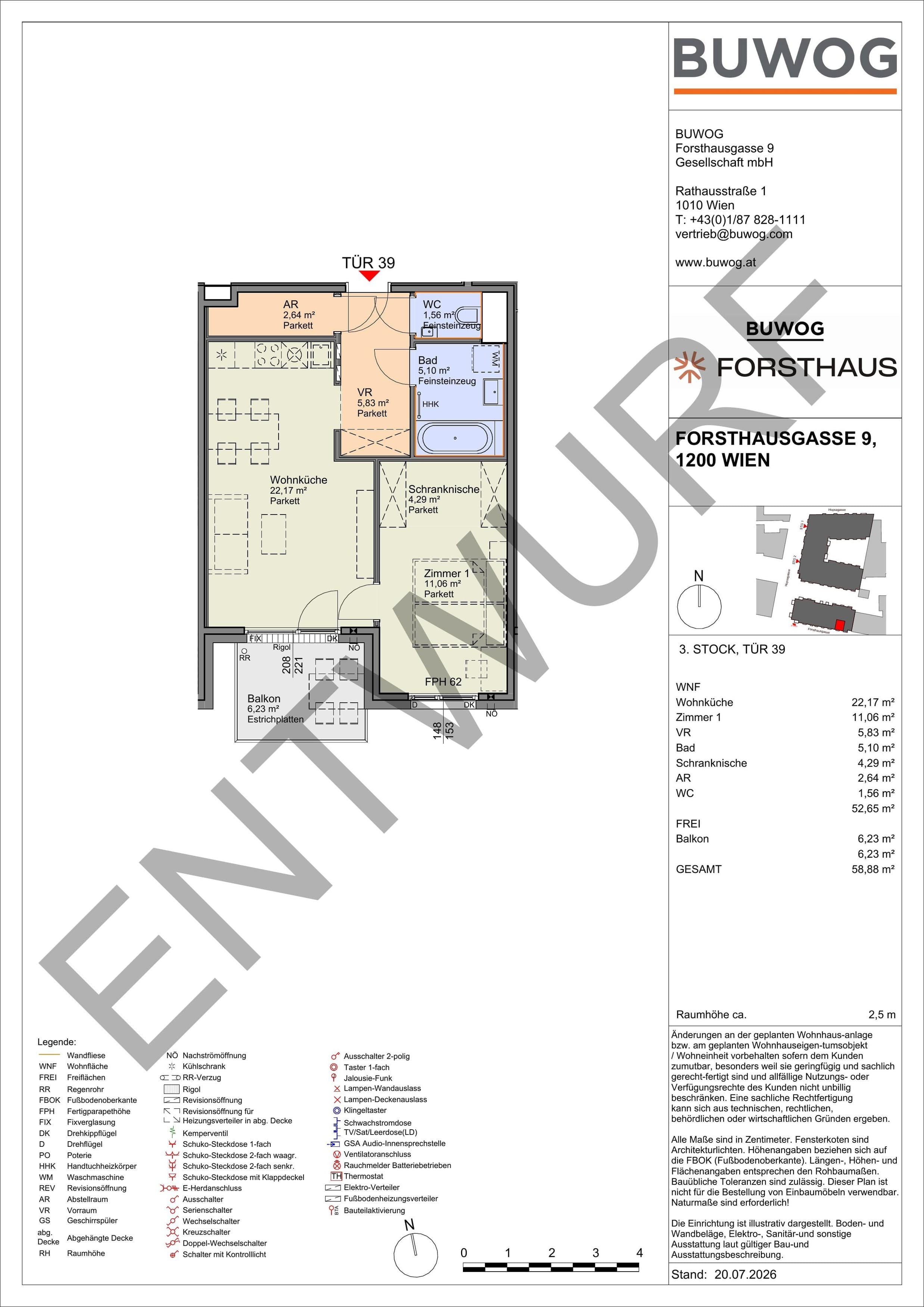 Floorplan Top FH 39 — FORSTHAUS — 2 Rooms — 52.7 m² — 3. OG — Süd