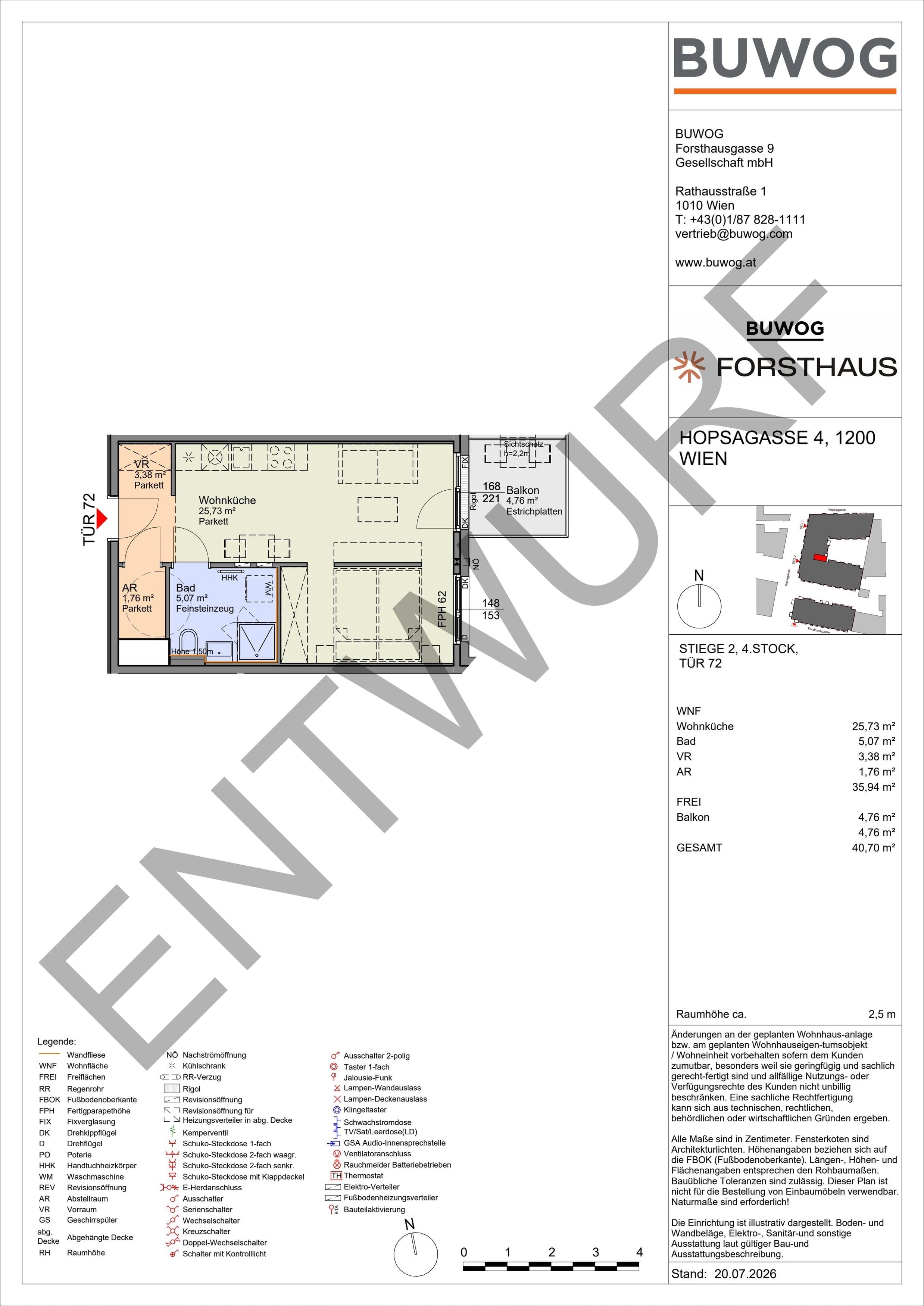 Floorplan Top HO 2.72 — FORSTHAUS — 1 Rooms — 35.9 m² — 4. OG — Ost