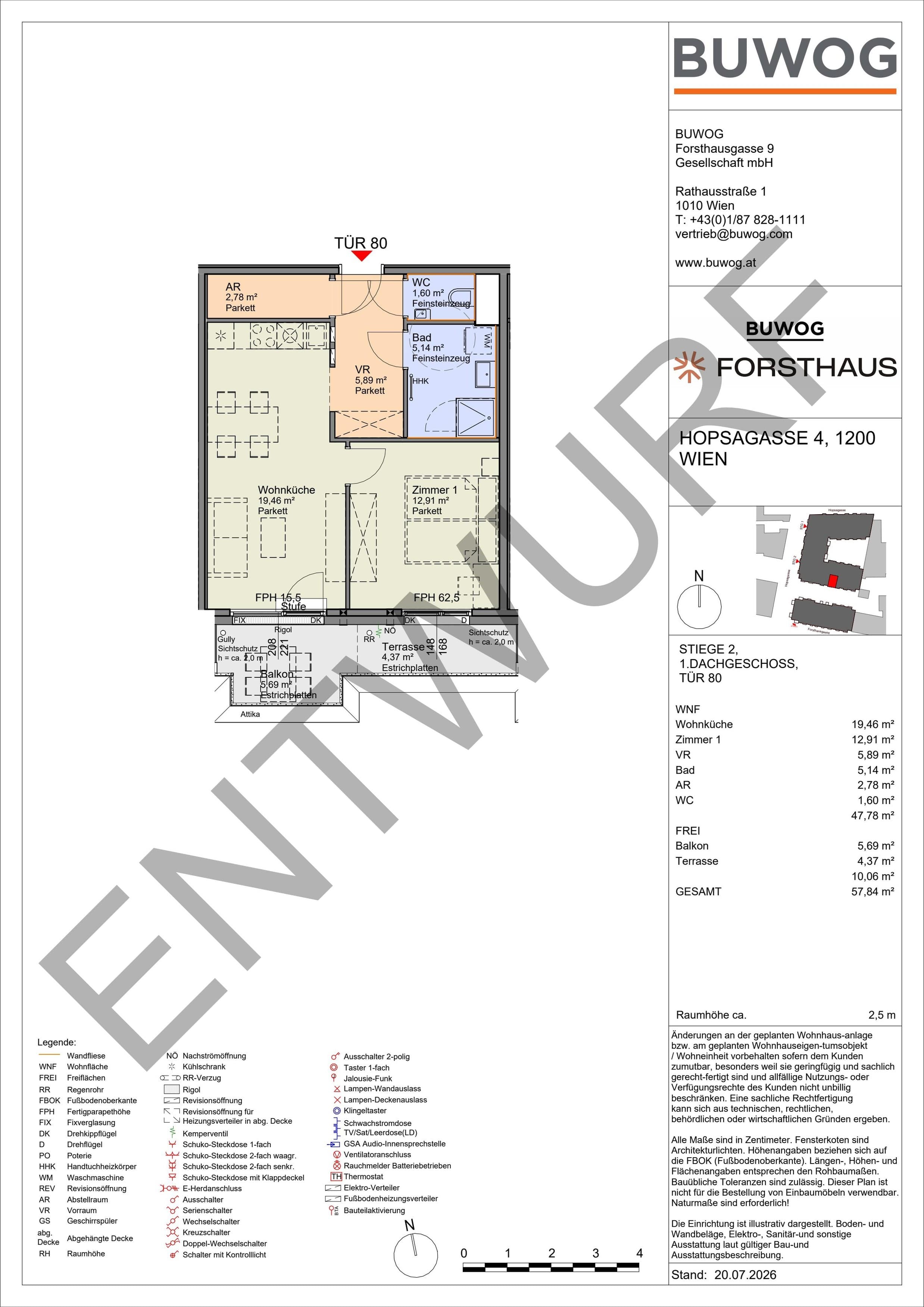 Floorplan Top HO 2.80 — FORSTHAUS — 2 Rooms — 47.8 m² — 1. DG — Süd