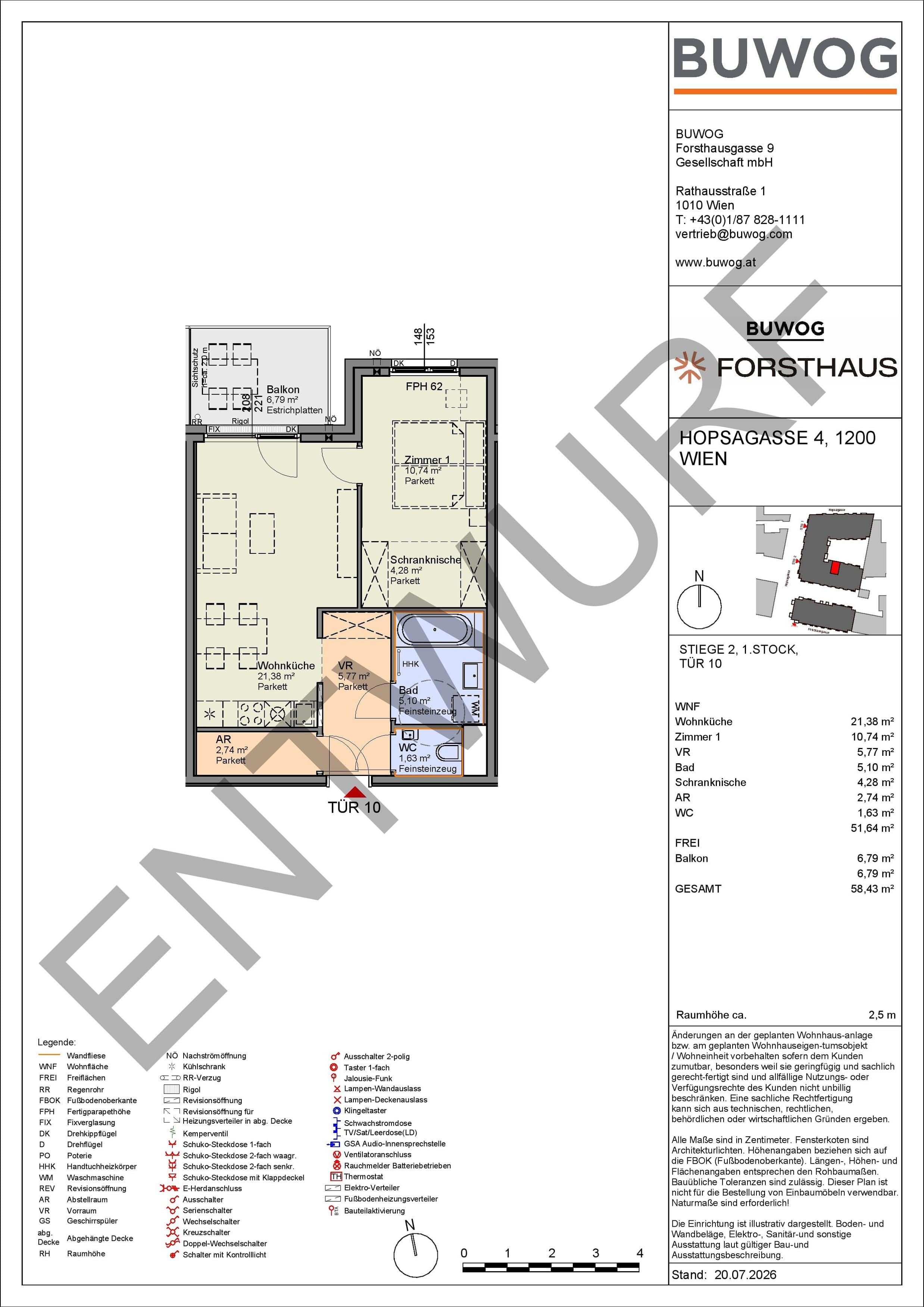 Floorplan Top HO 2.10 — FORSTHAUS — 2 Rooms — 51.6 m² — 1. OG — Nord